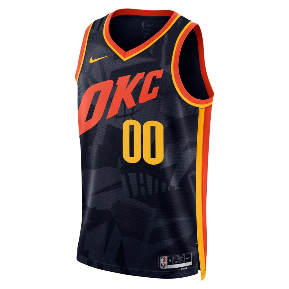 Oklahoma City Thunder Unisex 2023/24 Custom Swingman Jersey Navy City Edition - second front view