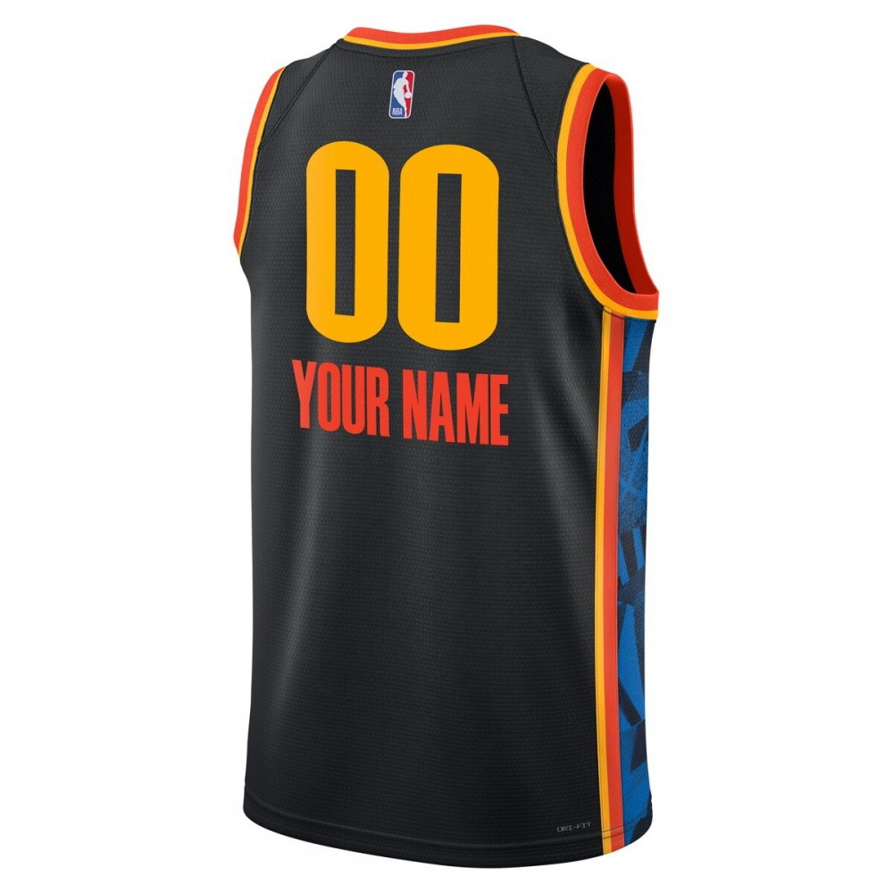 Oklahoma City Thunder Unisex 2024/25 Custom Swingman Jersey City Edition Black - back view