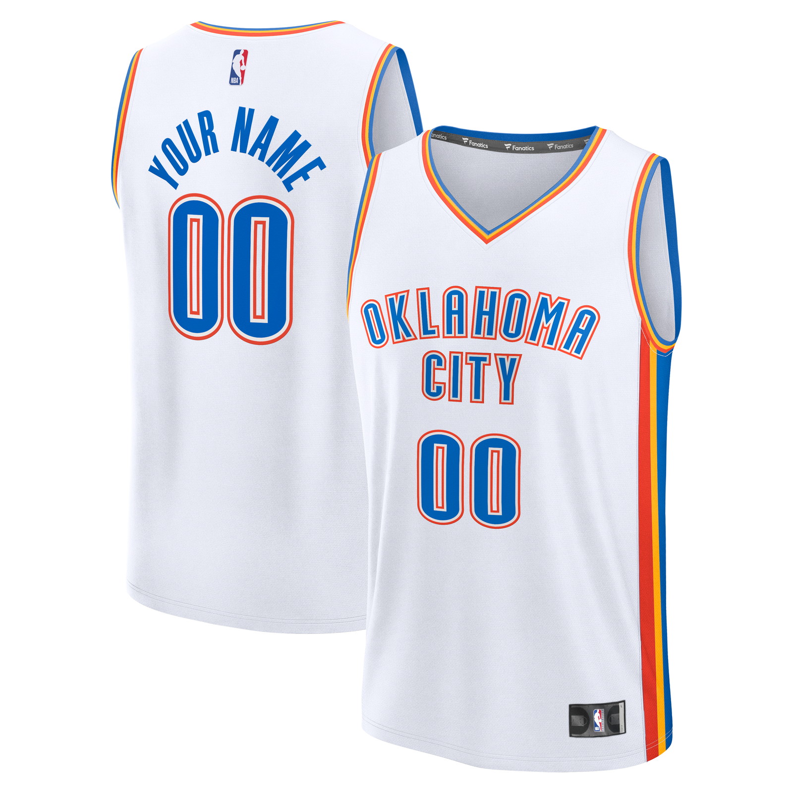 Oklahoma City Thunder Youth Fast Break Custom Jersey Association Edition White - front and back view