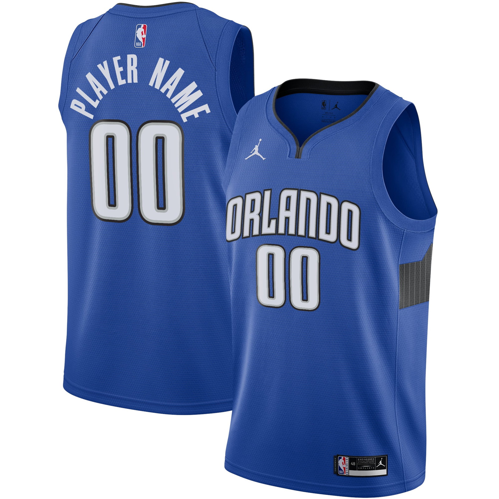 Orlando Magic Swingman Custom Jersey Statement Edition Blue - front and back view