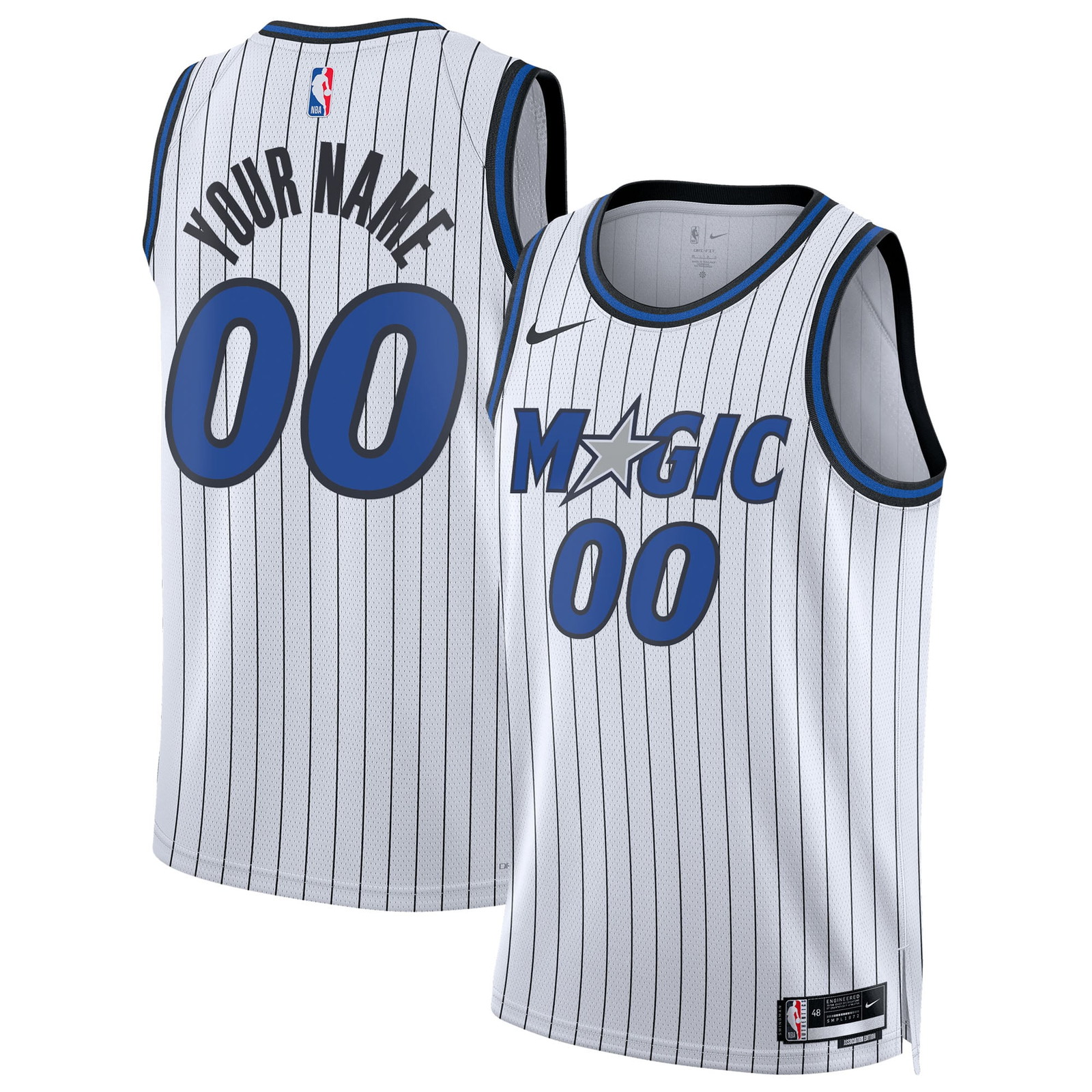 Orlando Magic Unisex Swingman Custom Jersey Association Edition White - front and back view