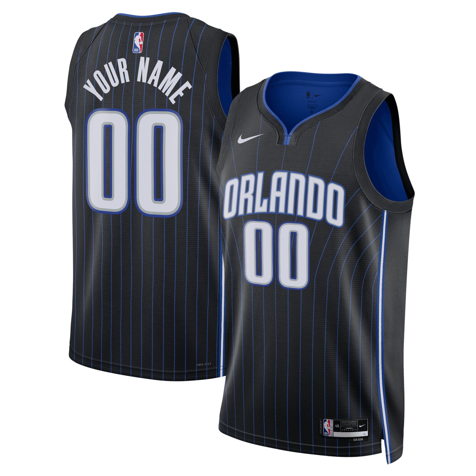 Orlando Magic Unisex Swingman Custom Jersey Black Icon Edition - front and back view