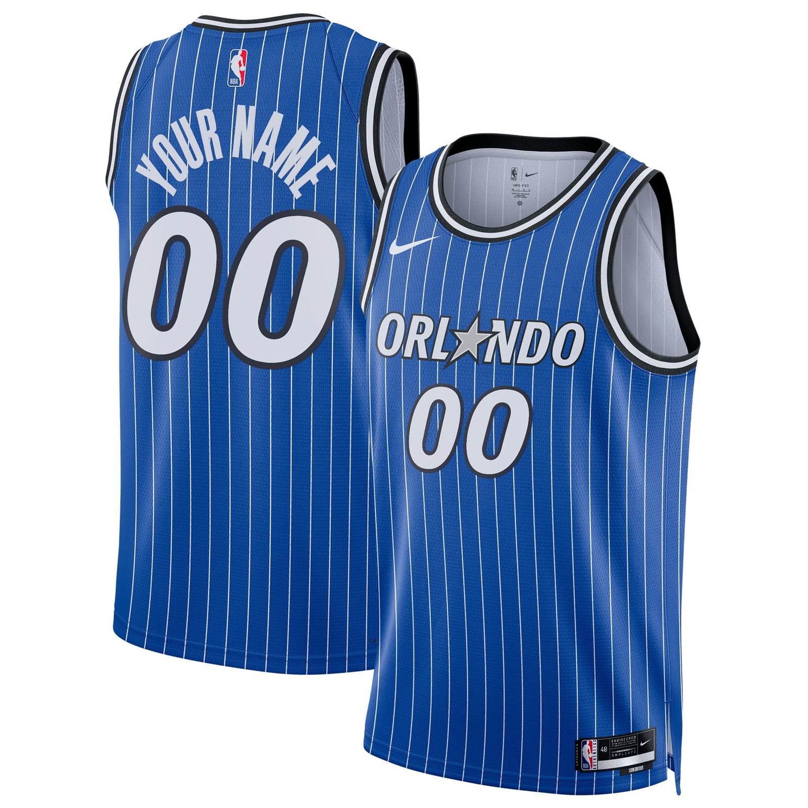 Orlando Magic Unisex Swingman Custom Jersey Icon Edition Blue - front and back view