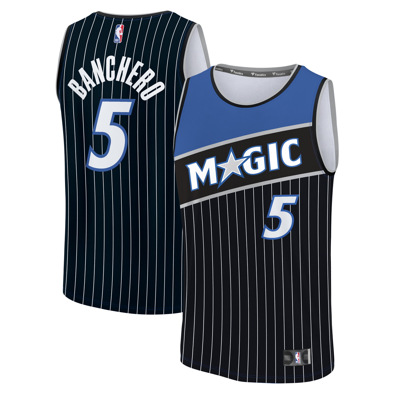 Paolo Banchero Orlando Magic Youth Fast Break Jersey Statement Edition Black - front and back view