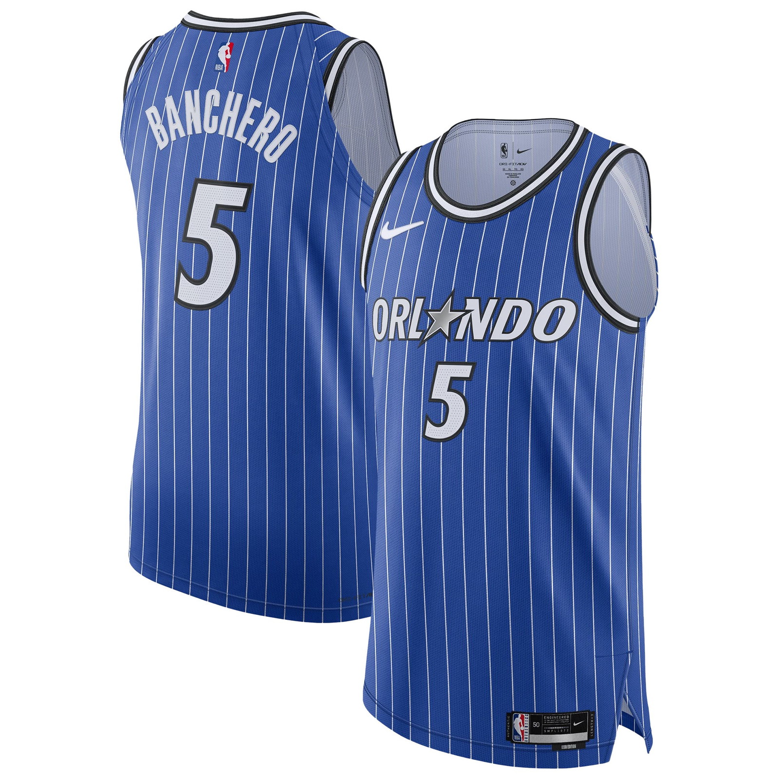 Paolo Banchero Orlando Magic Pro Cut Player Jersey Icon Edition Blue - front and back view