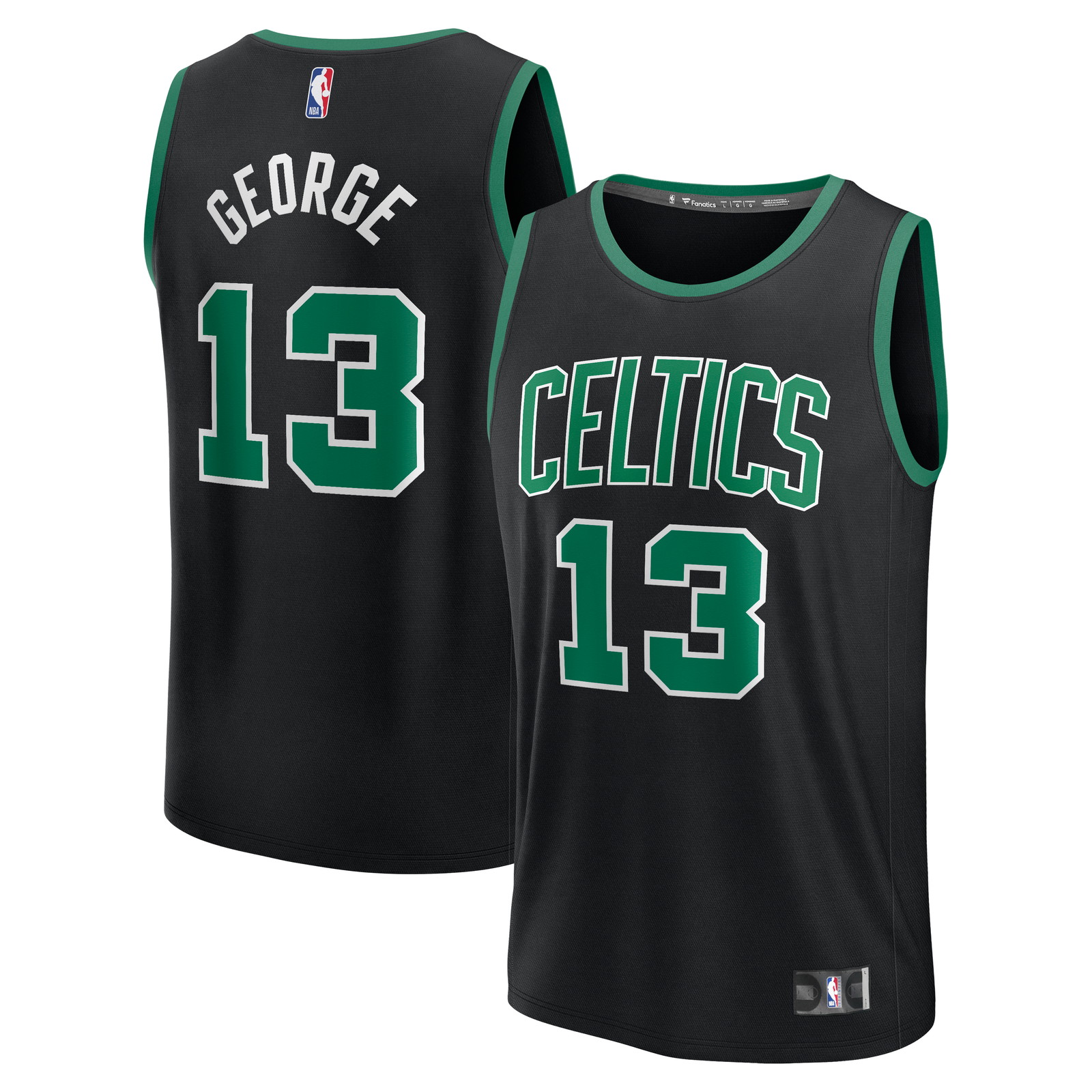 Paul George Boston Celtics Fast Break Fan Version Jersey Statement Edition - front and back view
