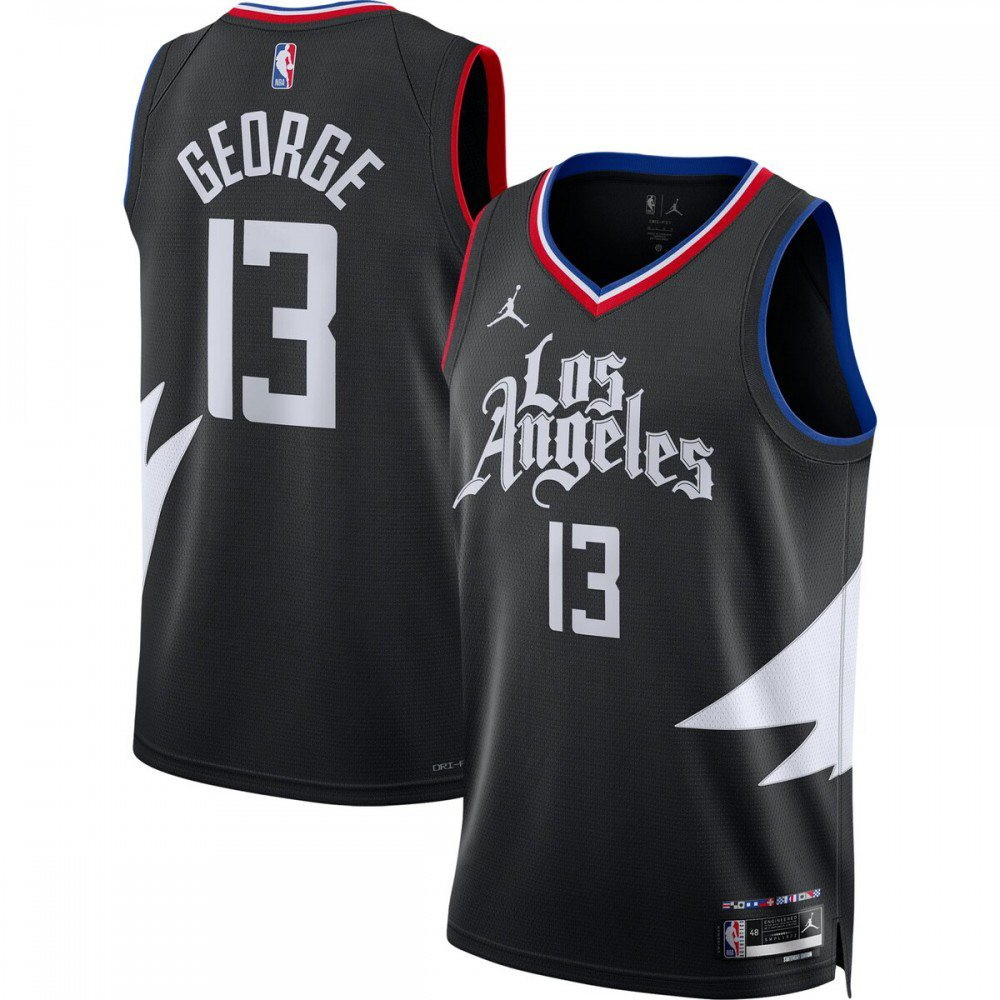 Paul George LA Clippers 2022/23 Statement Edition Swingman Jersey Black - front view
