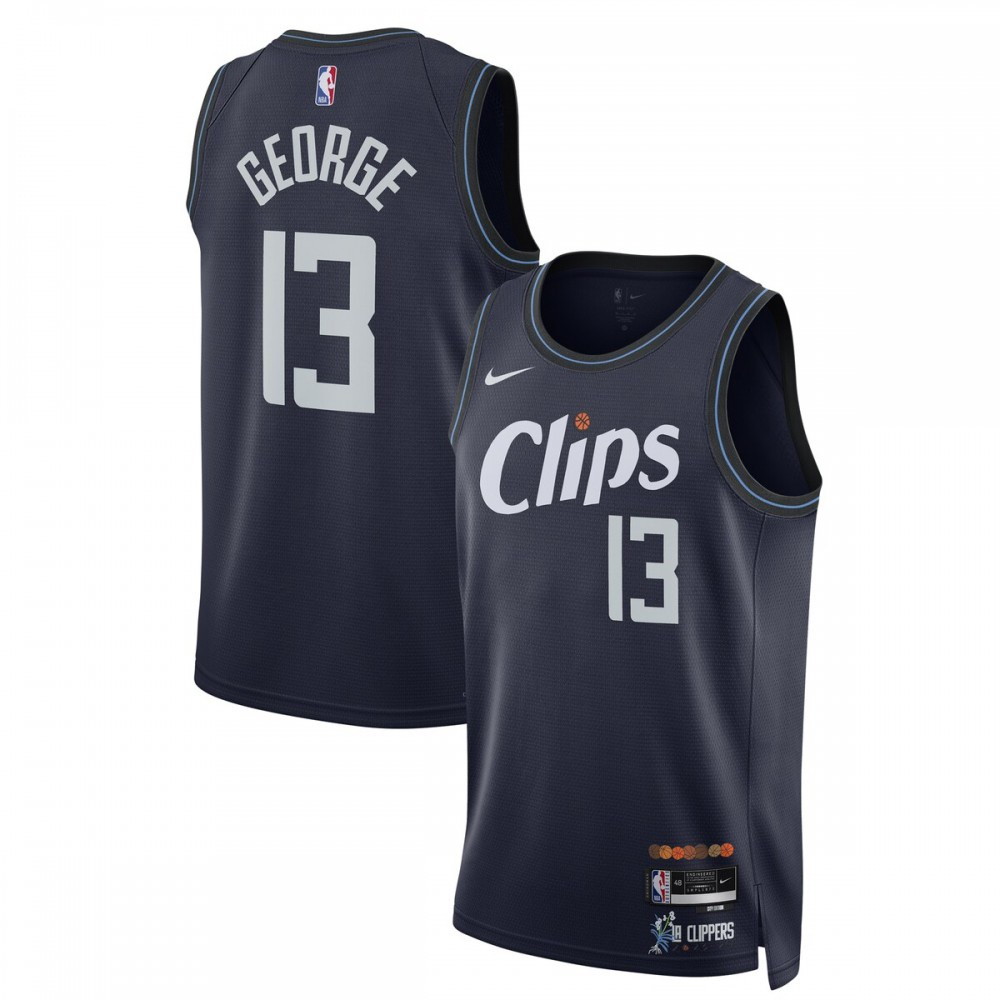 Paul George LA Clippers Unisex 2023/24 Swingman Jersey Navy City Edition - front view
