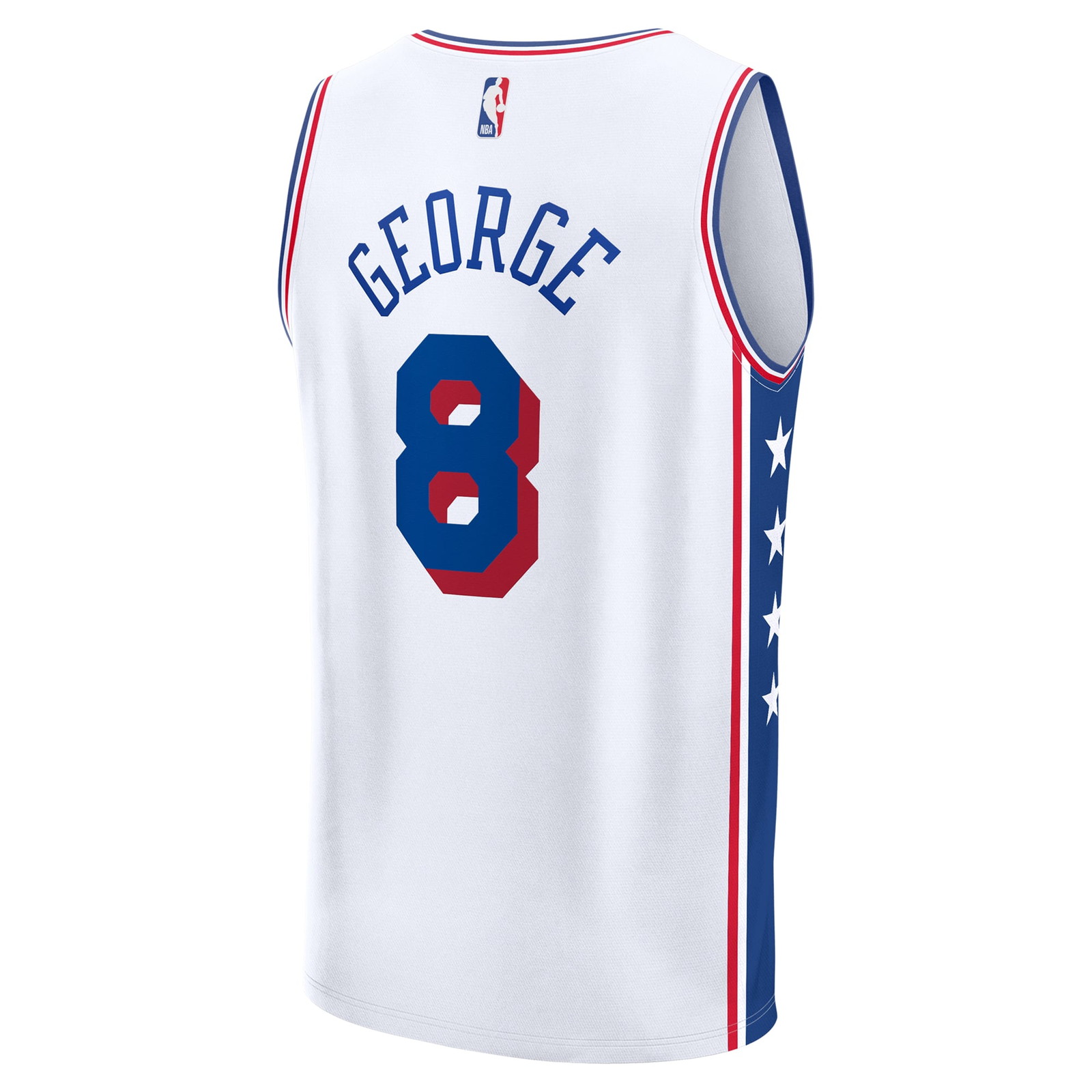 Paul George Philadelphia 76ers Fast Break Fan Version Player Jersey Association Edition - back view