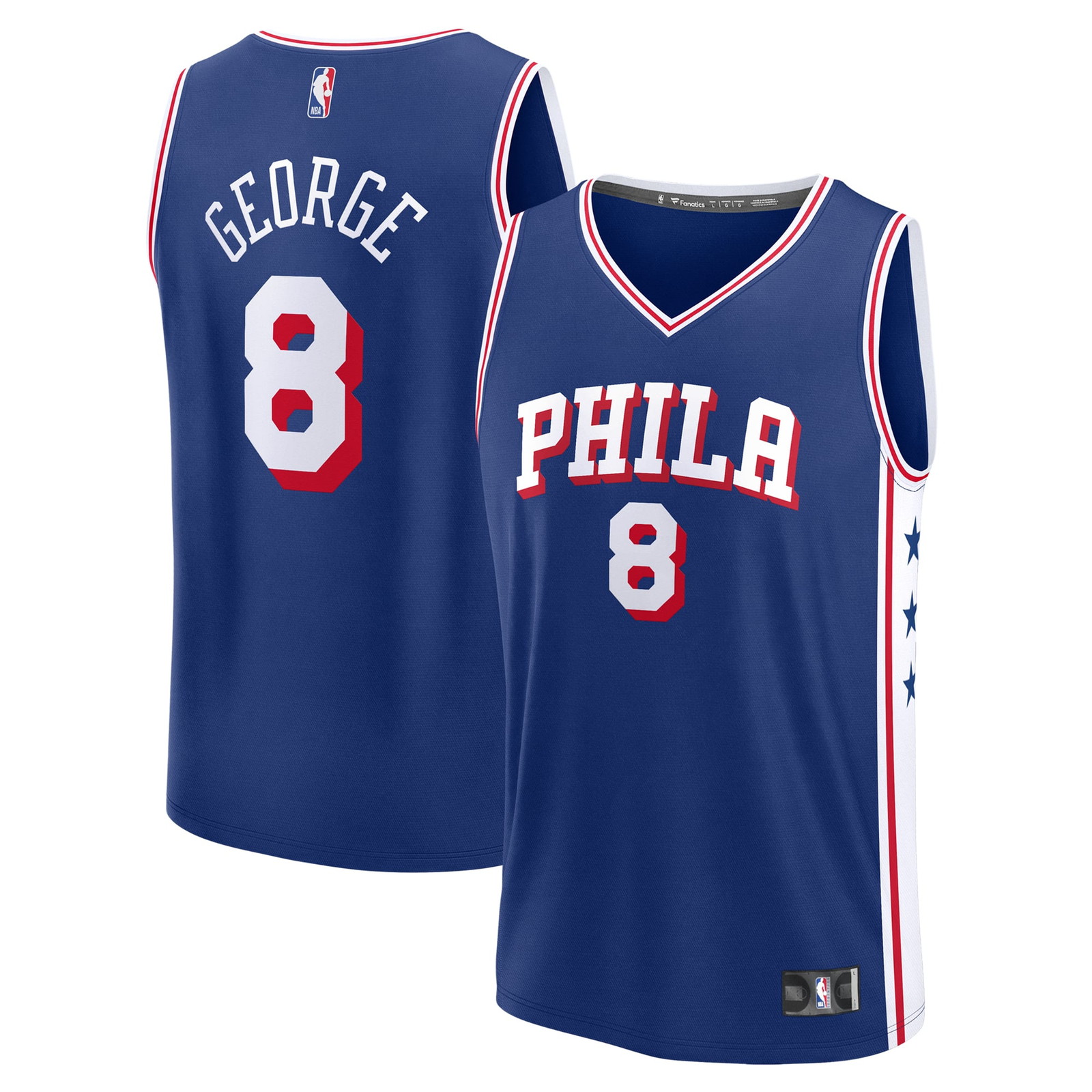 Paul George Philadelphia 76ers Fast Break Fan Version Player Jersey Icon - front and back view