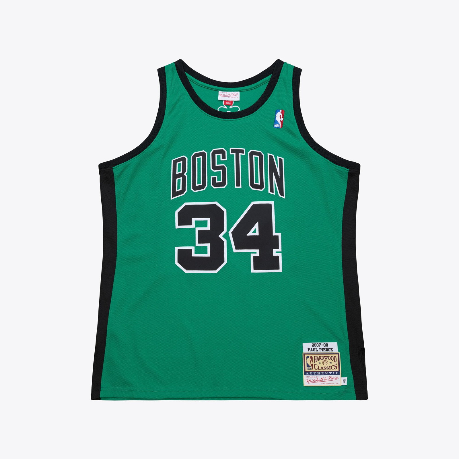 Paul Pierce Boston Celtics 2007-08 Hardwood Classics Pro Cut Jersey Kelly - front and back view