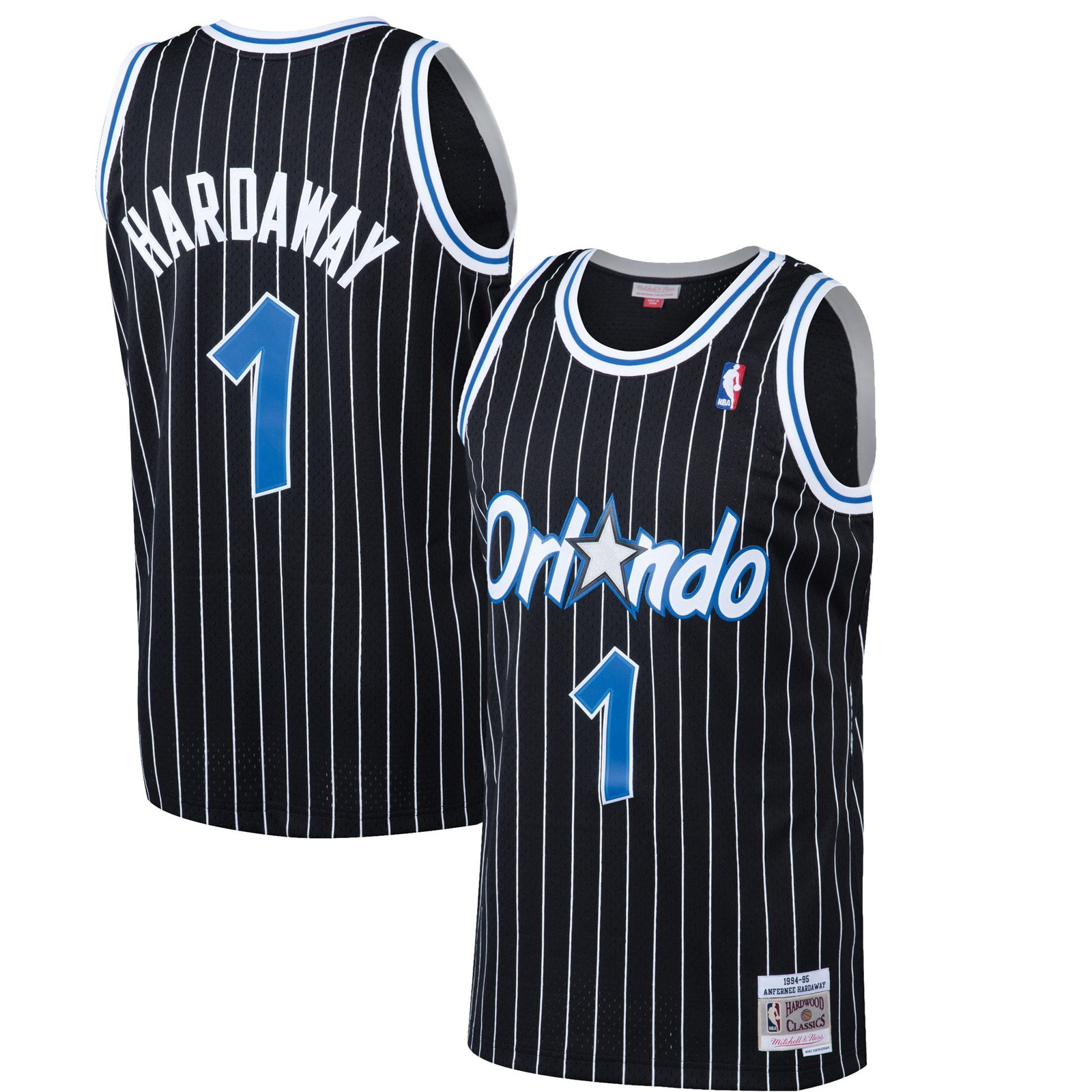 Penny Hardaway Orlando Magic Hardwood Classics Swingman Jersey Black - front and back view