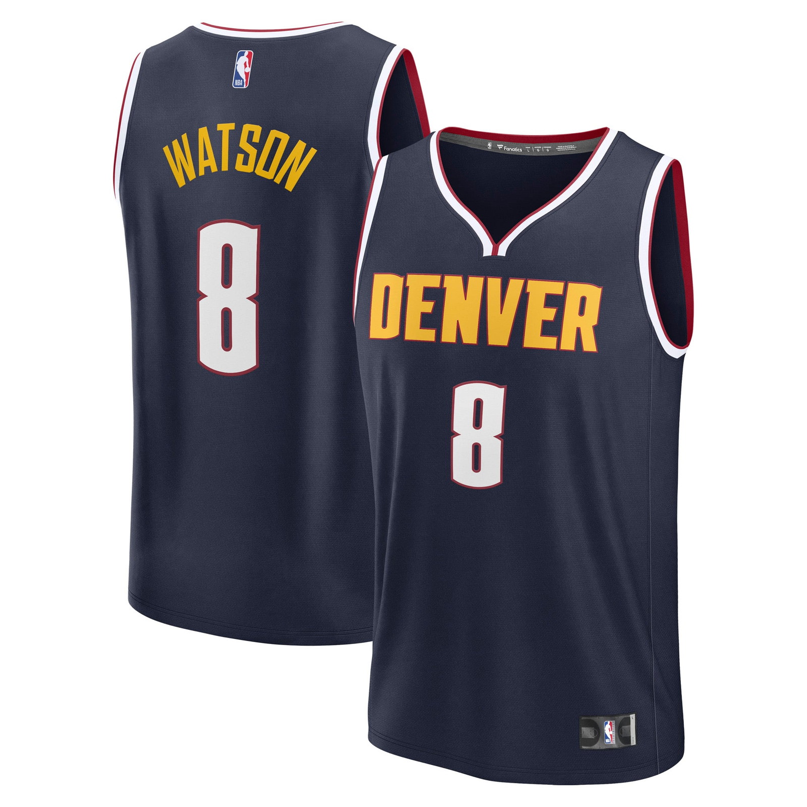 Peyton Watson Denver Nuggets Fast Break Fan Version Player Jersey Icon - front and back view