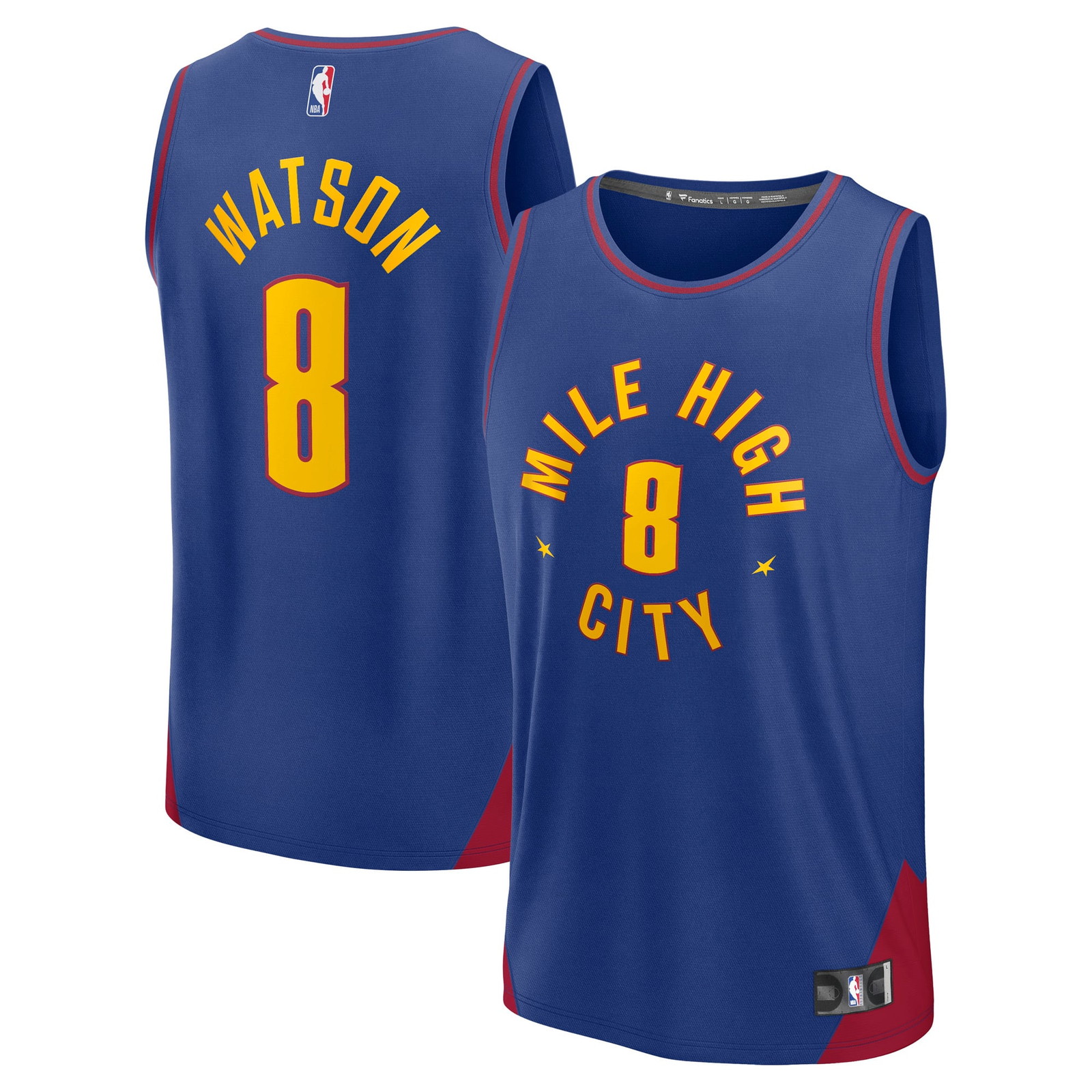 Peyton Watson Denver Nuggets Fast Break Fan Version Player Jersey Statement - front and back view