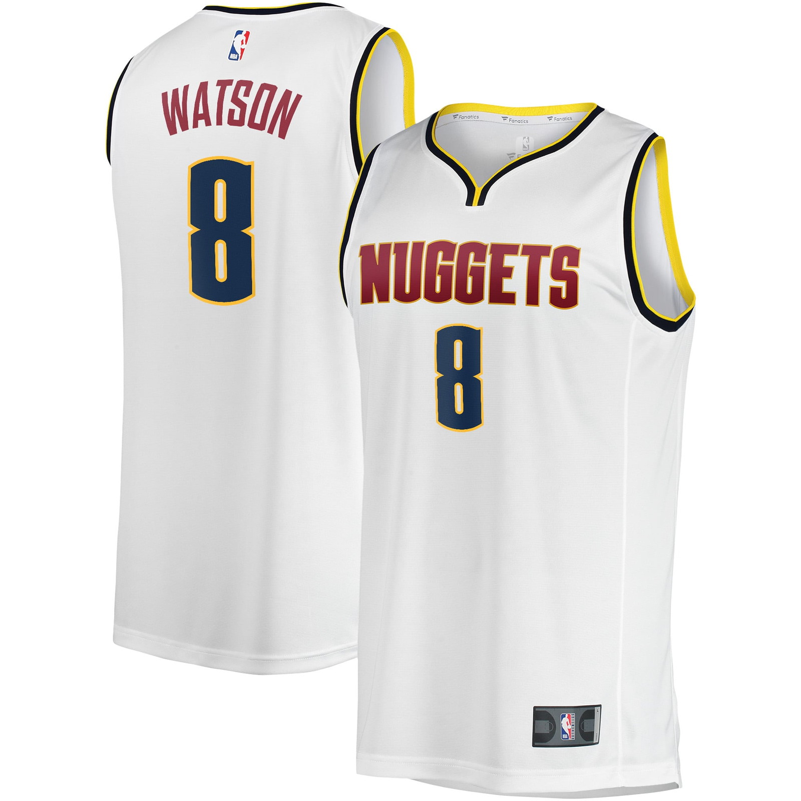 Peyton Watson Denver Nuggets Fast Break Player Jersey Association Edition - front and back view