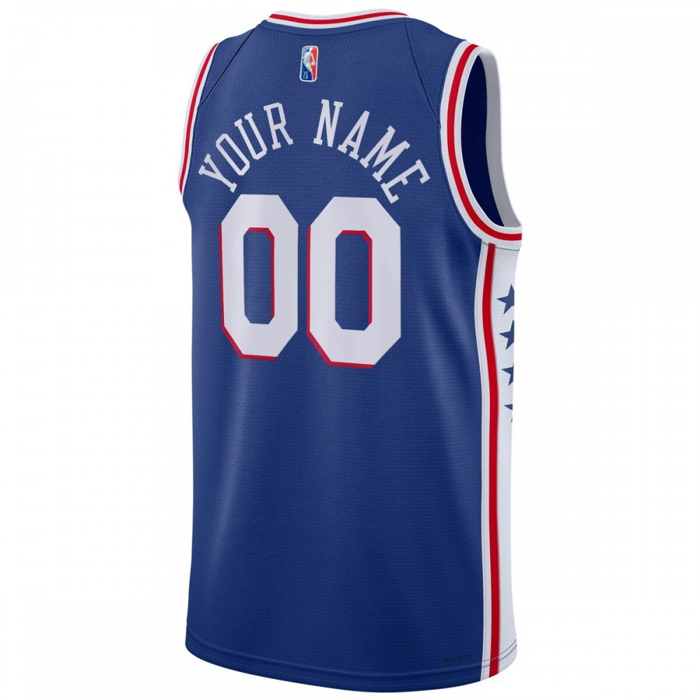 Philadelphia 76ers 2021/22 Diamond Swingman Custom Jersey Icon Edition Royal - back view