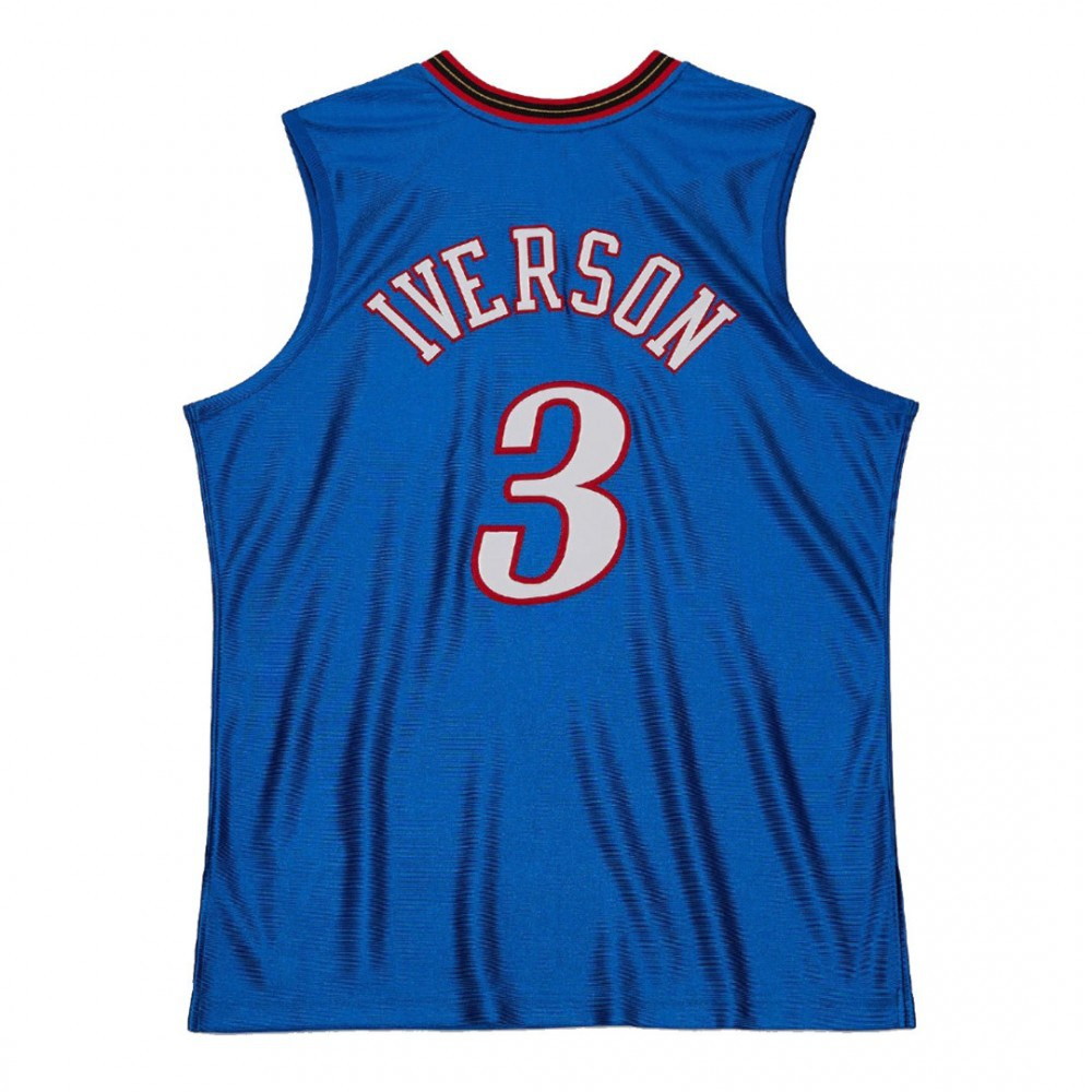 Philadelphia 76ers Allen Iverson #3 Throwback Blue 2001-02 Hardwood Classics - second front view