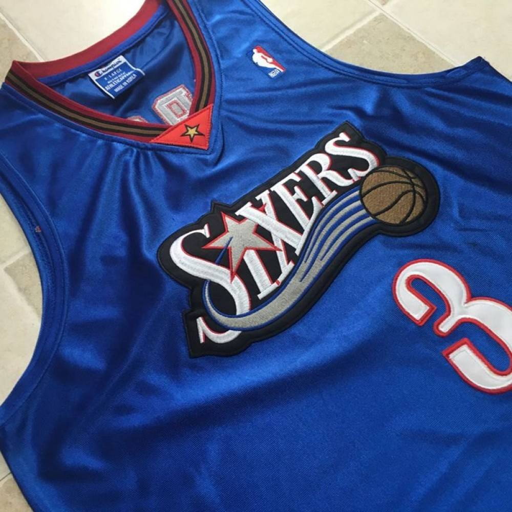 Philadelphia 76ers Allen Iverson #3 Throwback Blue Champions Jersey - back view