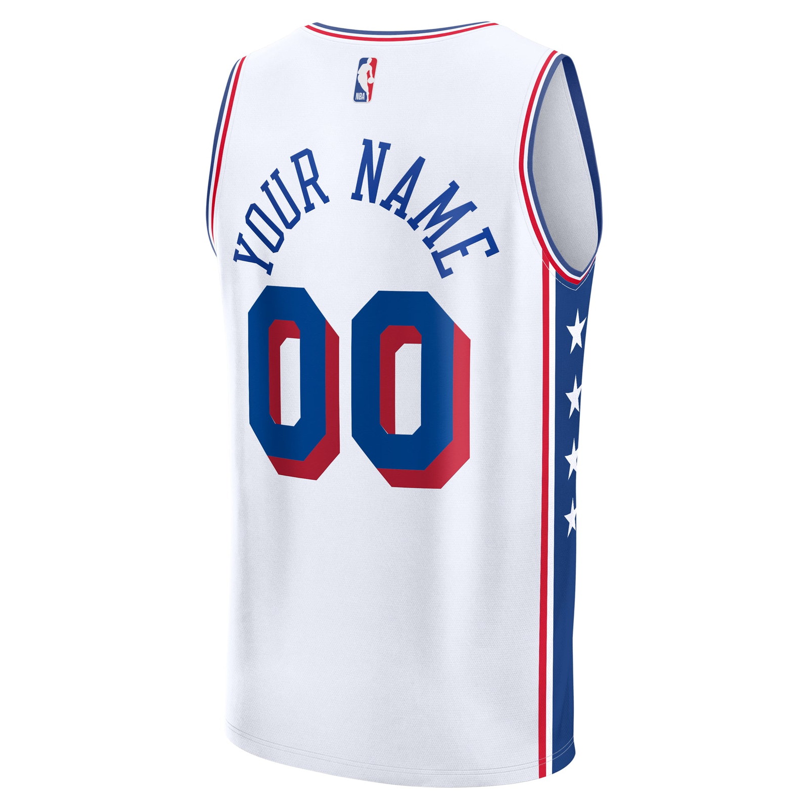 Philadelphia 76ers Fast Break Custom Jersey Association Edition White - back view