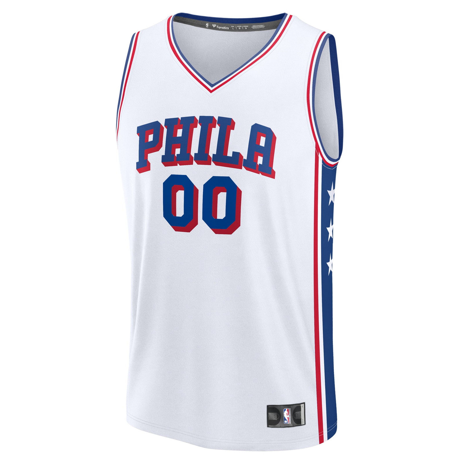 Philadelphia 76ers Fast Break Custom Jersey Association Edition White - front view