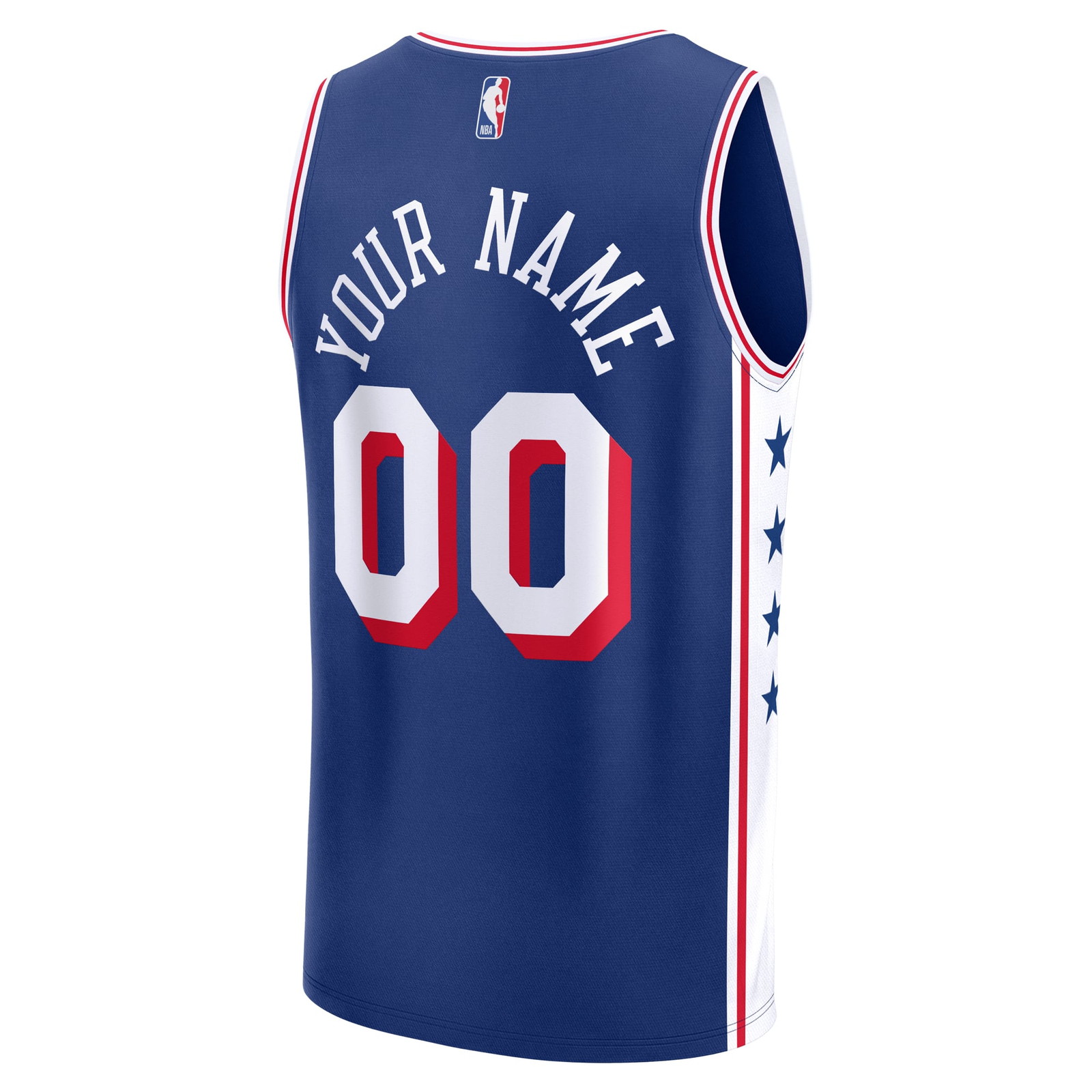 Philadelphia 76ers Fast Break Custom Jersey Icon Edition Blue - back view