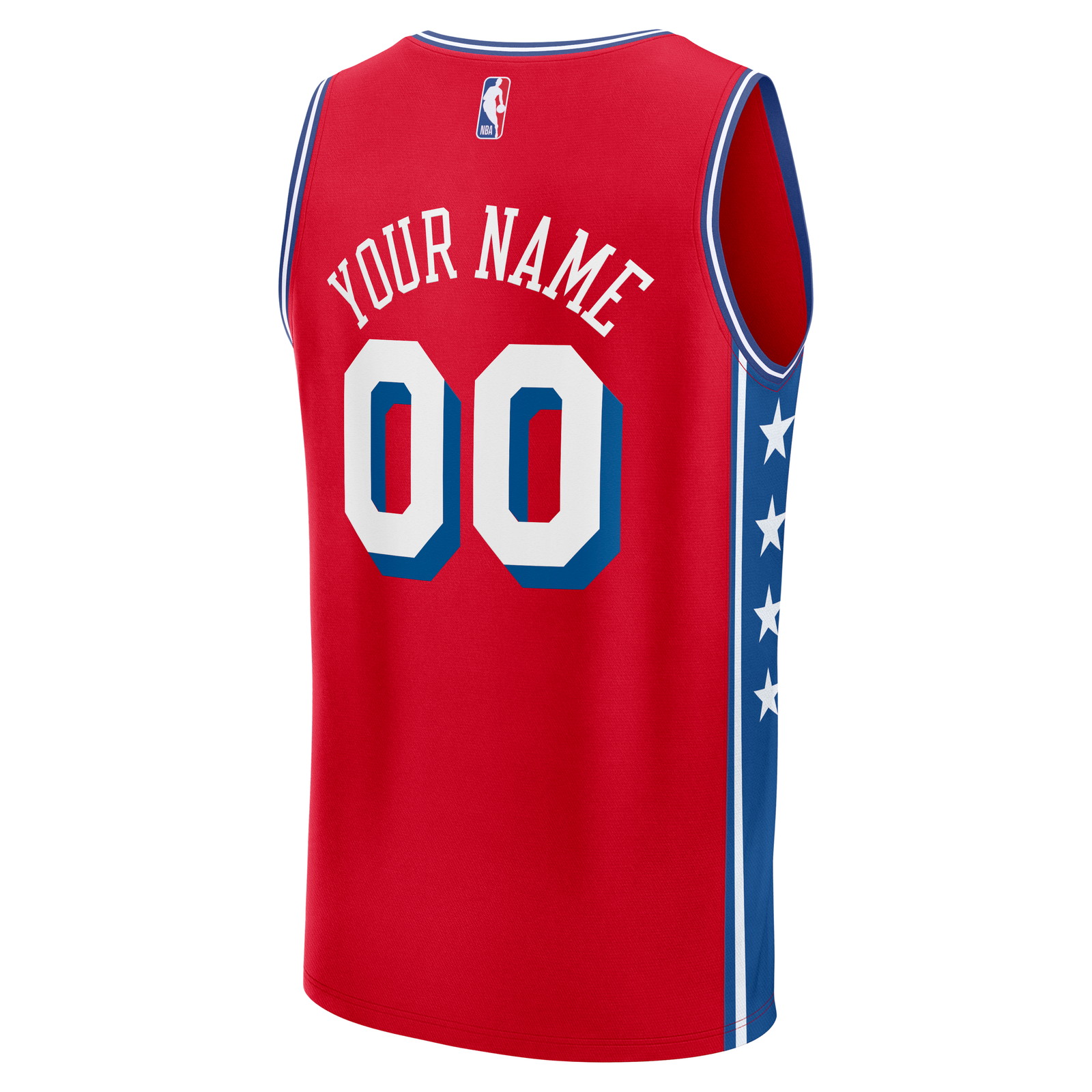 Philadelphia 76ers Fast Break Custom Jersey Icon Edition Red - back view