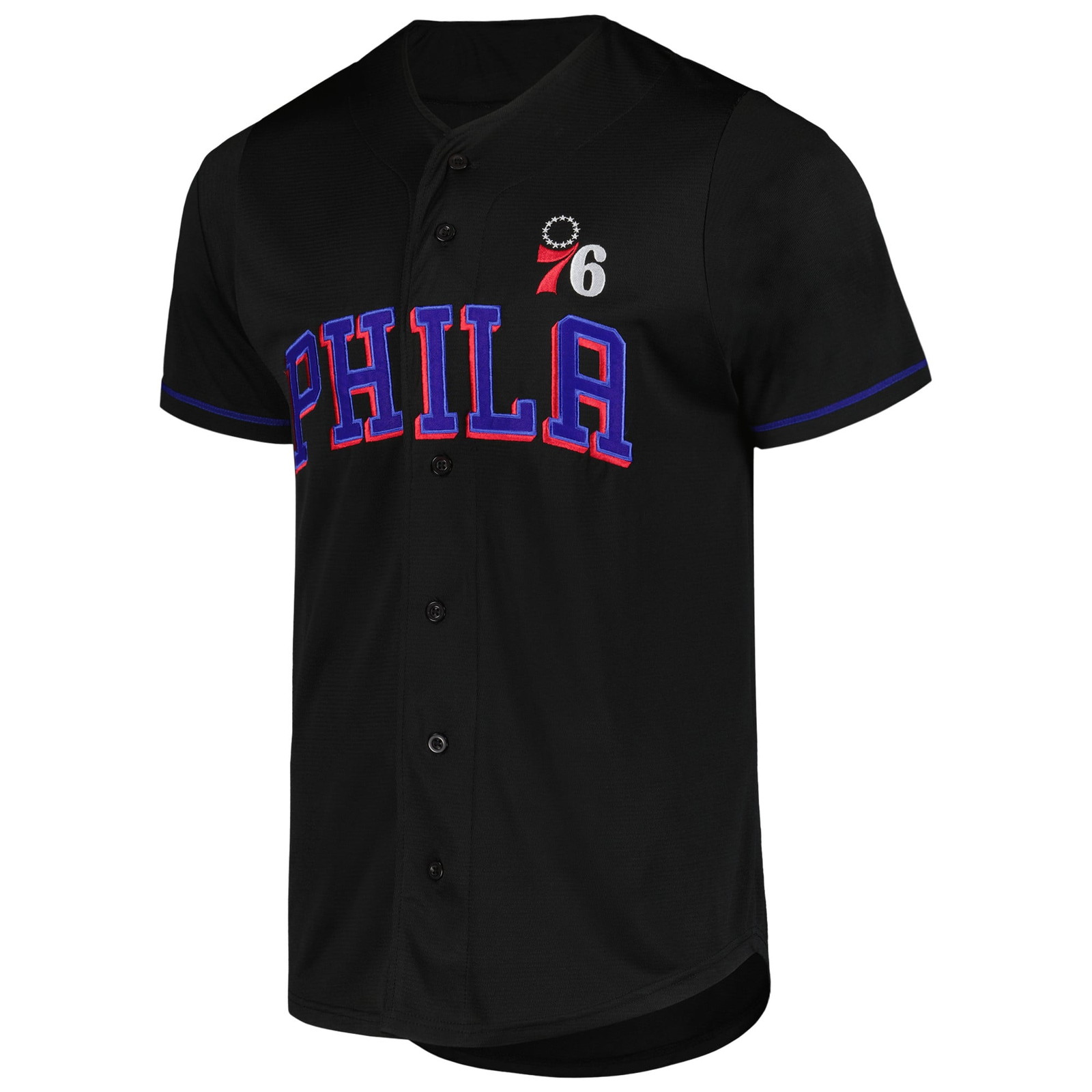 Philadelphia 76ers Pop Baseball Jersey Black - front view