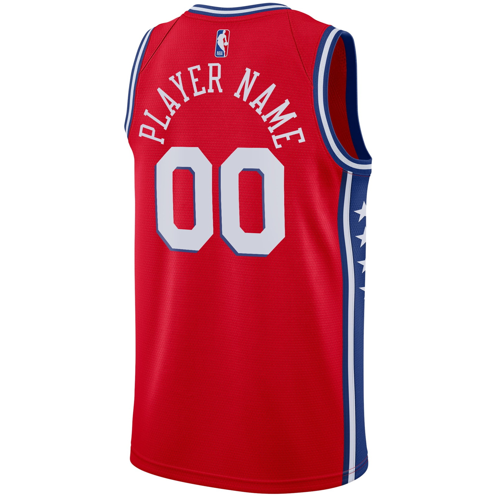 Philadelphia 76ers Swingman Custom Jersey Statement Edition Red - back view