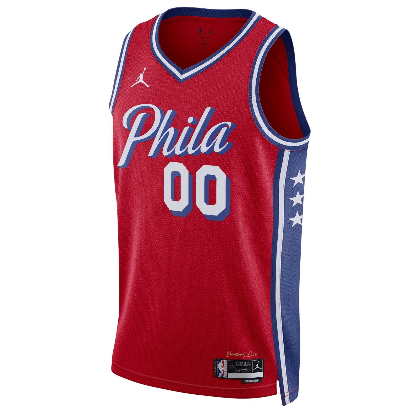 Philadelphia 76ers Unisex 2022/23 Swingman Custom Jersey Statement Edition Red - front view