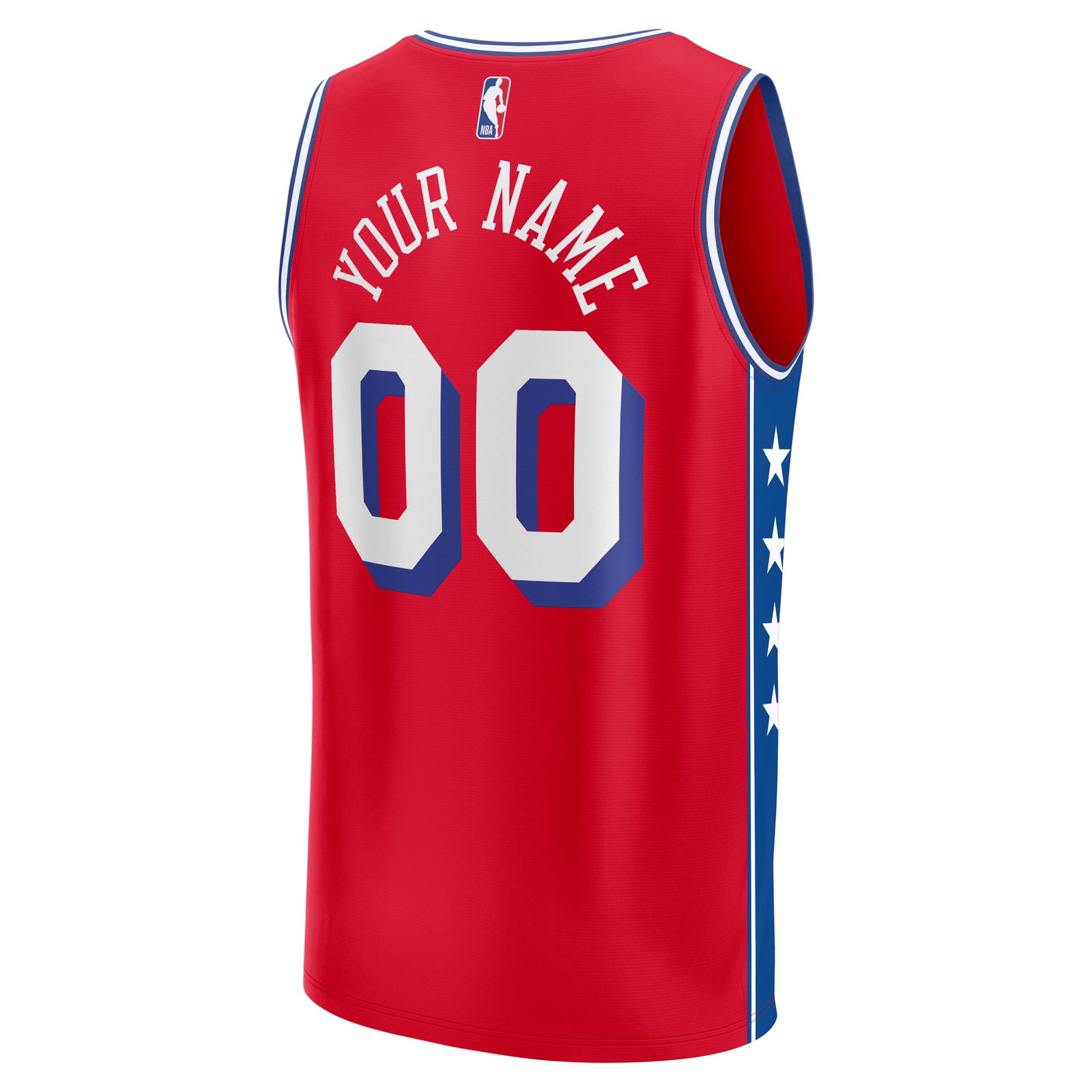 Philadelphia 76ers Youth Fast Break Fan Version Custom Jersey Statement Edition Red - back view