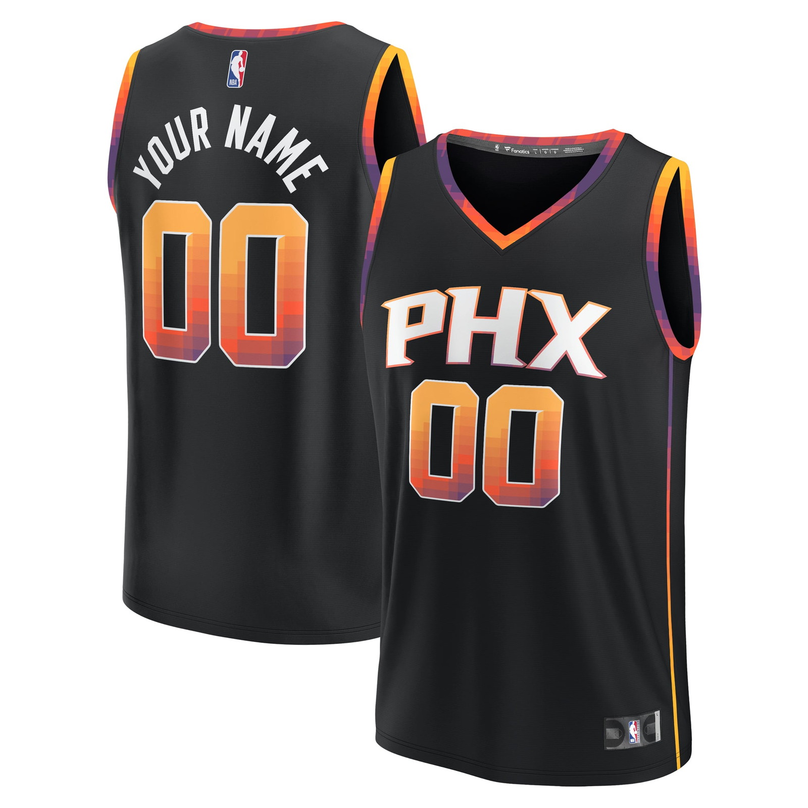 Phoenix Suns Youth Fast Break Fan Version Custom Jersey Statement Edition - front and back view