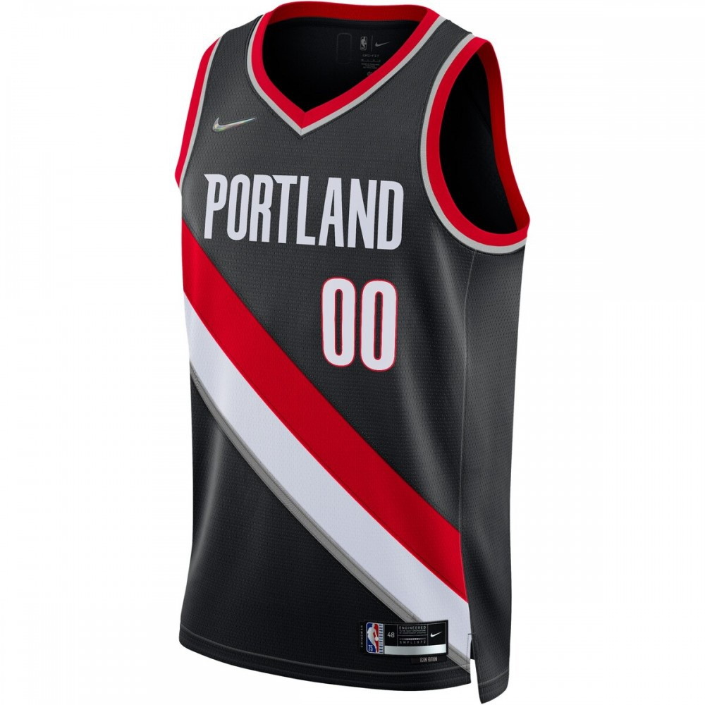 Portland Trail Blazers 2021/22 Diamond Swingman Custom Jersey Icon Edition Black - second front view