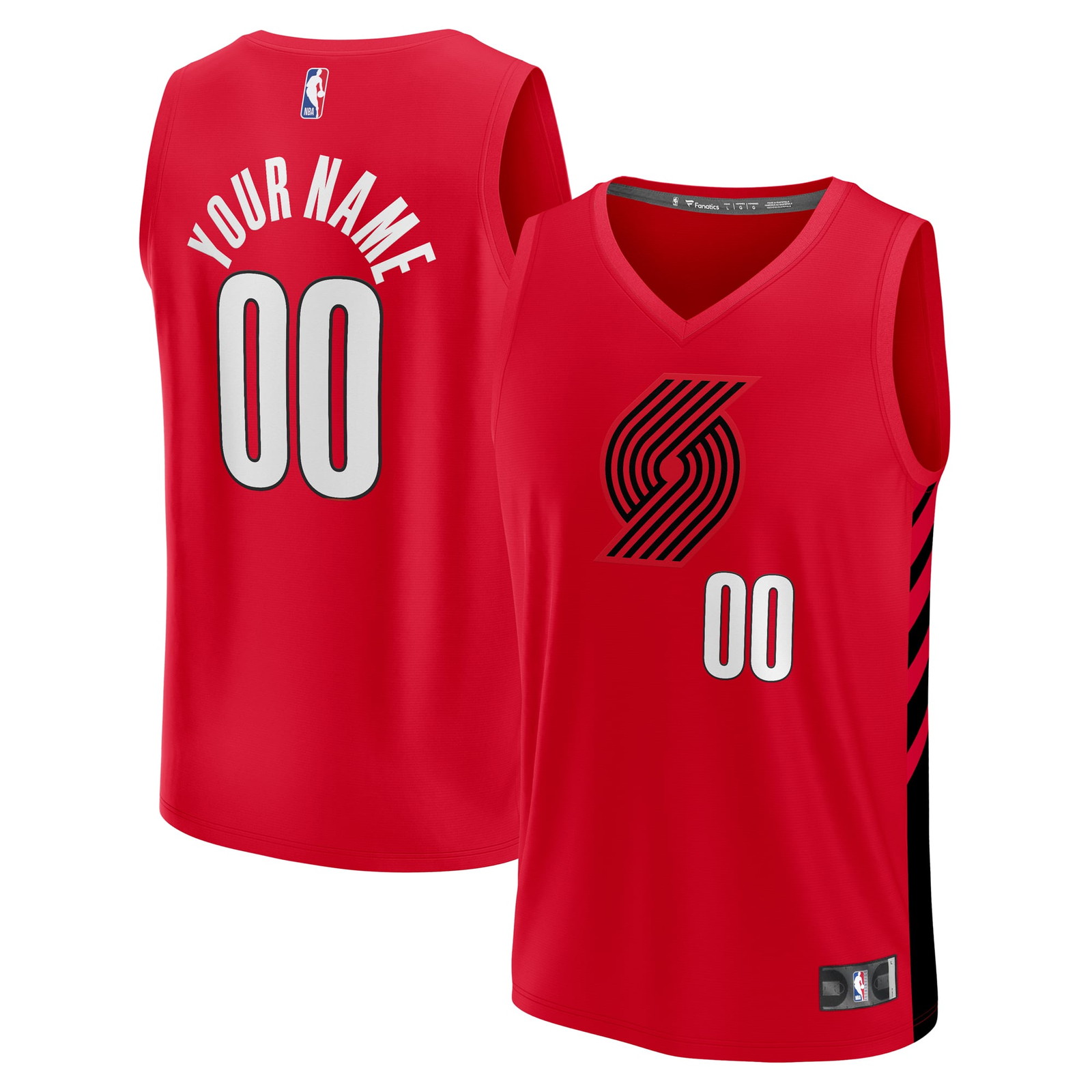 Portland Trail Blazers Fast Break Custom Fan Version Jersey Red Statement - front and back view