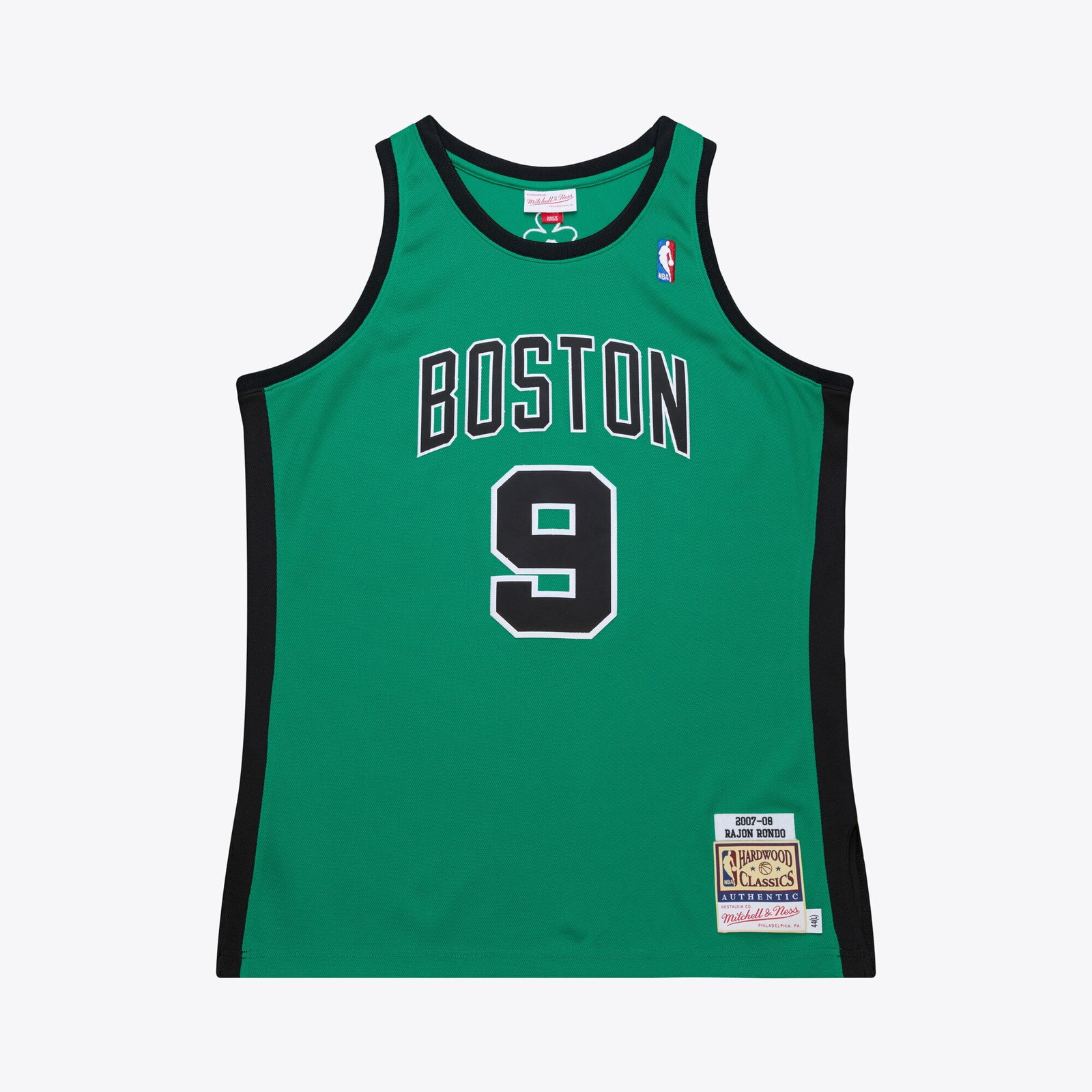 Rajon Rondo Boston Celtics 2007-08 Hardwood Classics Pro Cut Jersey Kelly - front and back view