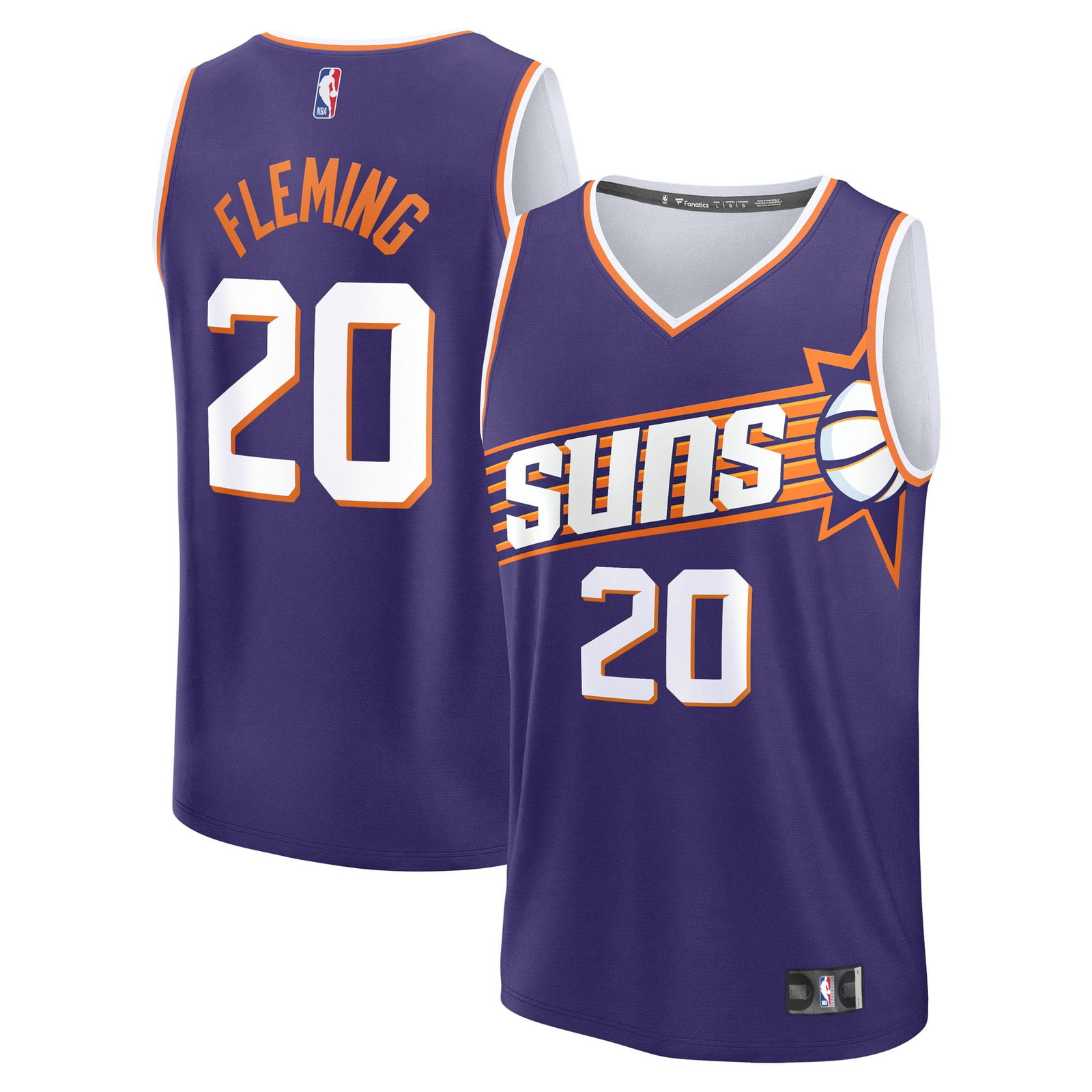 Rasheer Fleming Phoenix Suns Fast Break Fan Version Jersey Purple Icon Edition - front and back view