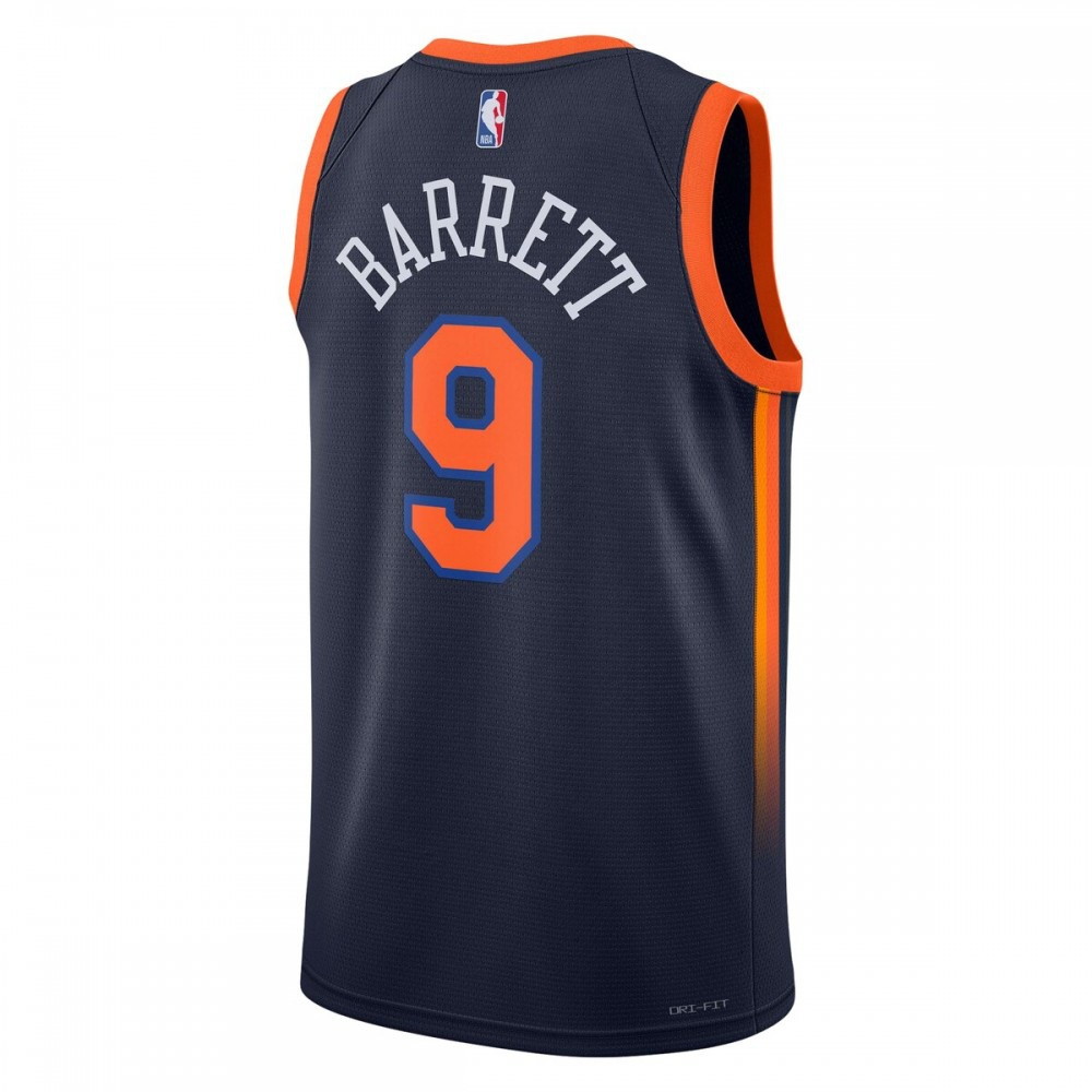 RJ Barrett New York Knicks 2022/23 Swingman Jersey Statement Edition Navy - back view