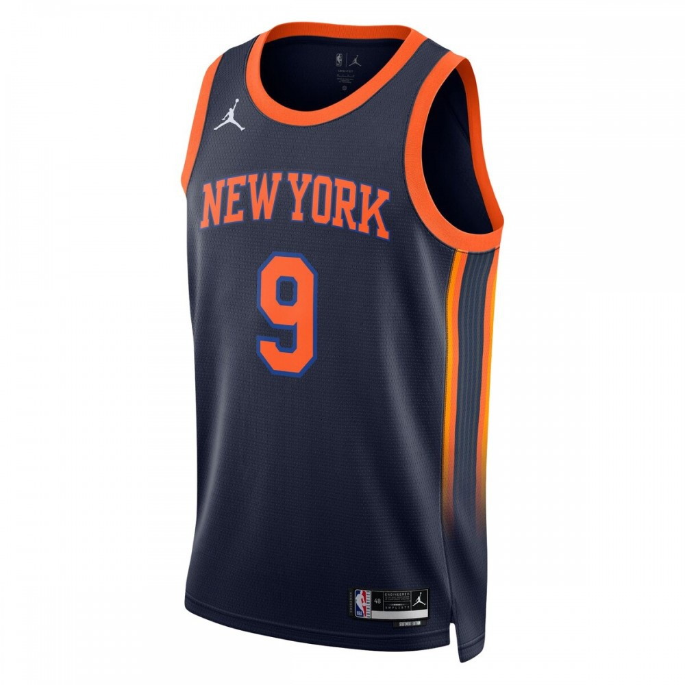 RJ Barrett New York Knicks 2022/23 Swingman Jersey Statement Edition Navy - second front view