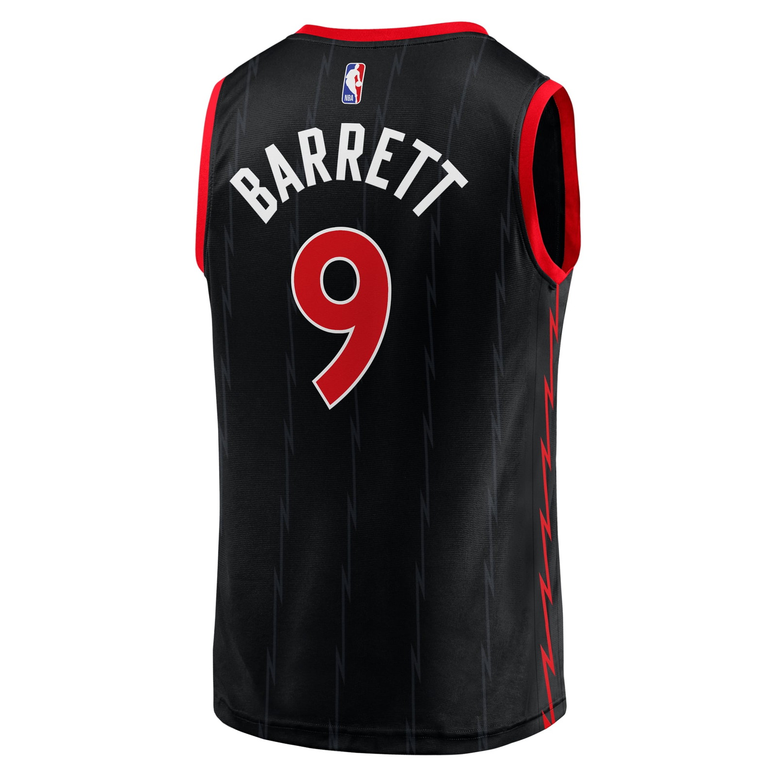 RJ Barrett Toronto Raptors Fast Break Player Jersey Statement Edition Black - back view