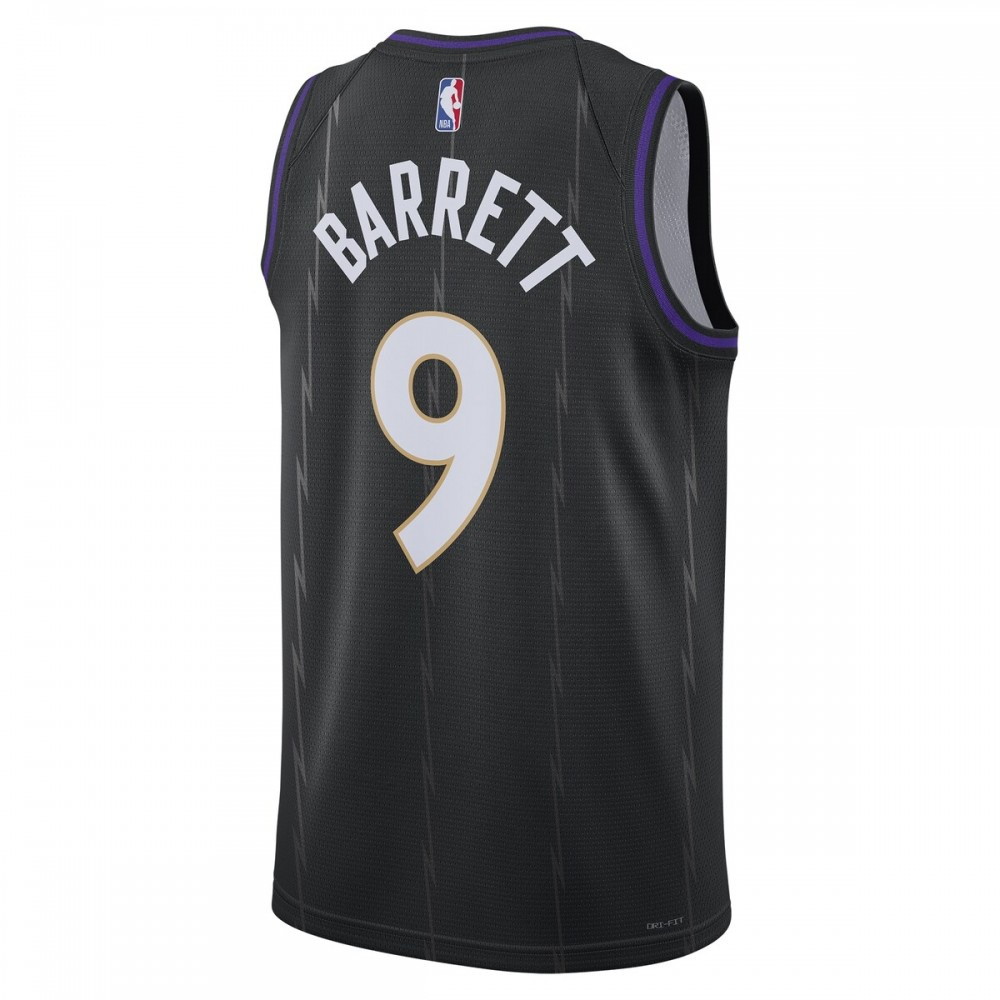 RJ Barrett Toronto Raptors Unisex 2024/25 Swingman Player Jersey City Edition Black - back view