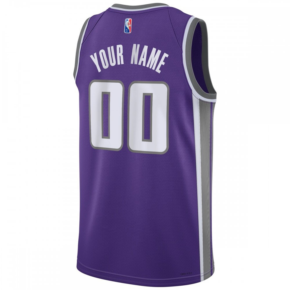 Sacramento Kings 2021/22 Diamond Swingman Custom Jersey Icon Edition Purple - back view