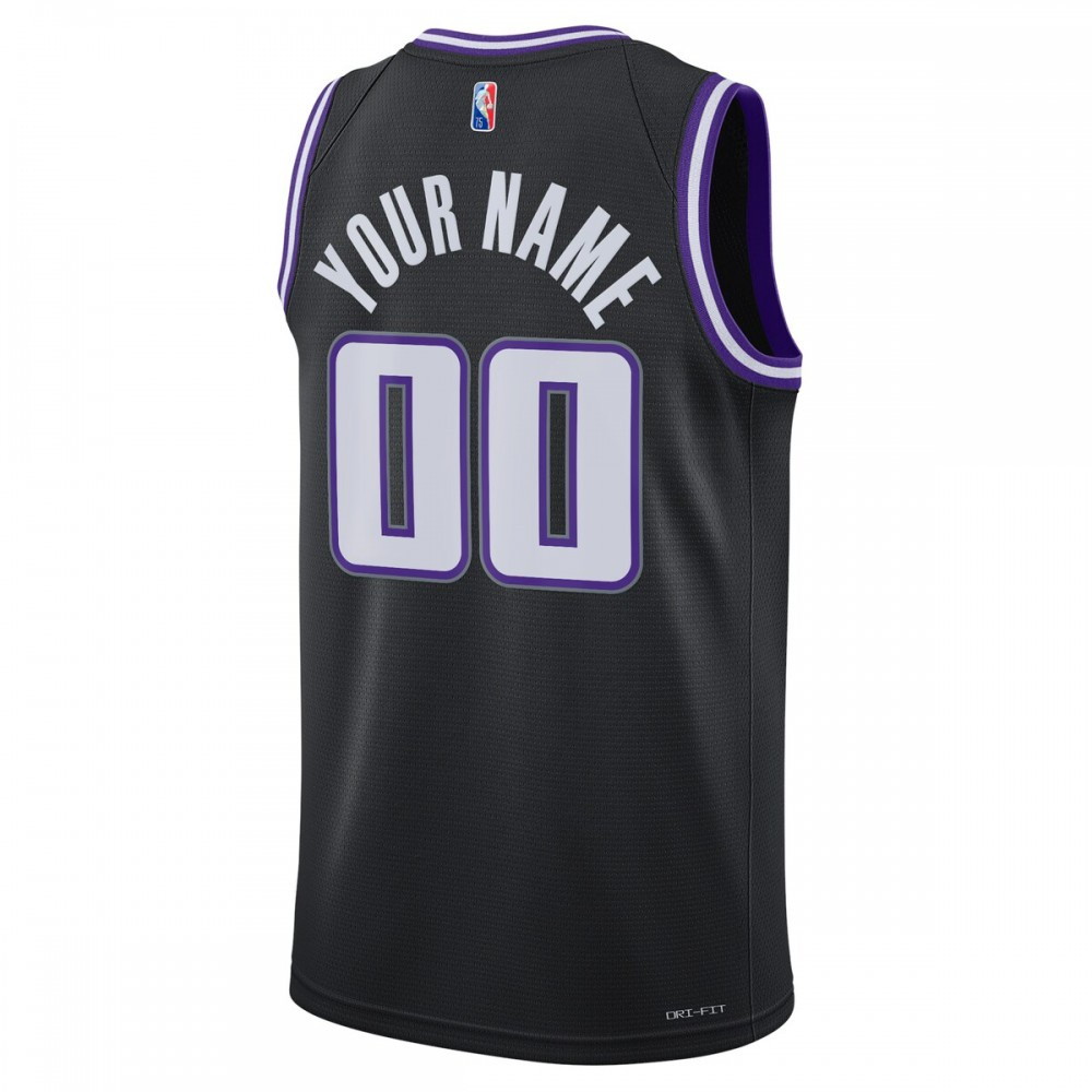 Sacramento Kings 2021/22 Swingman Custom Jersey City Edition Black - back view