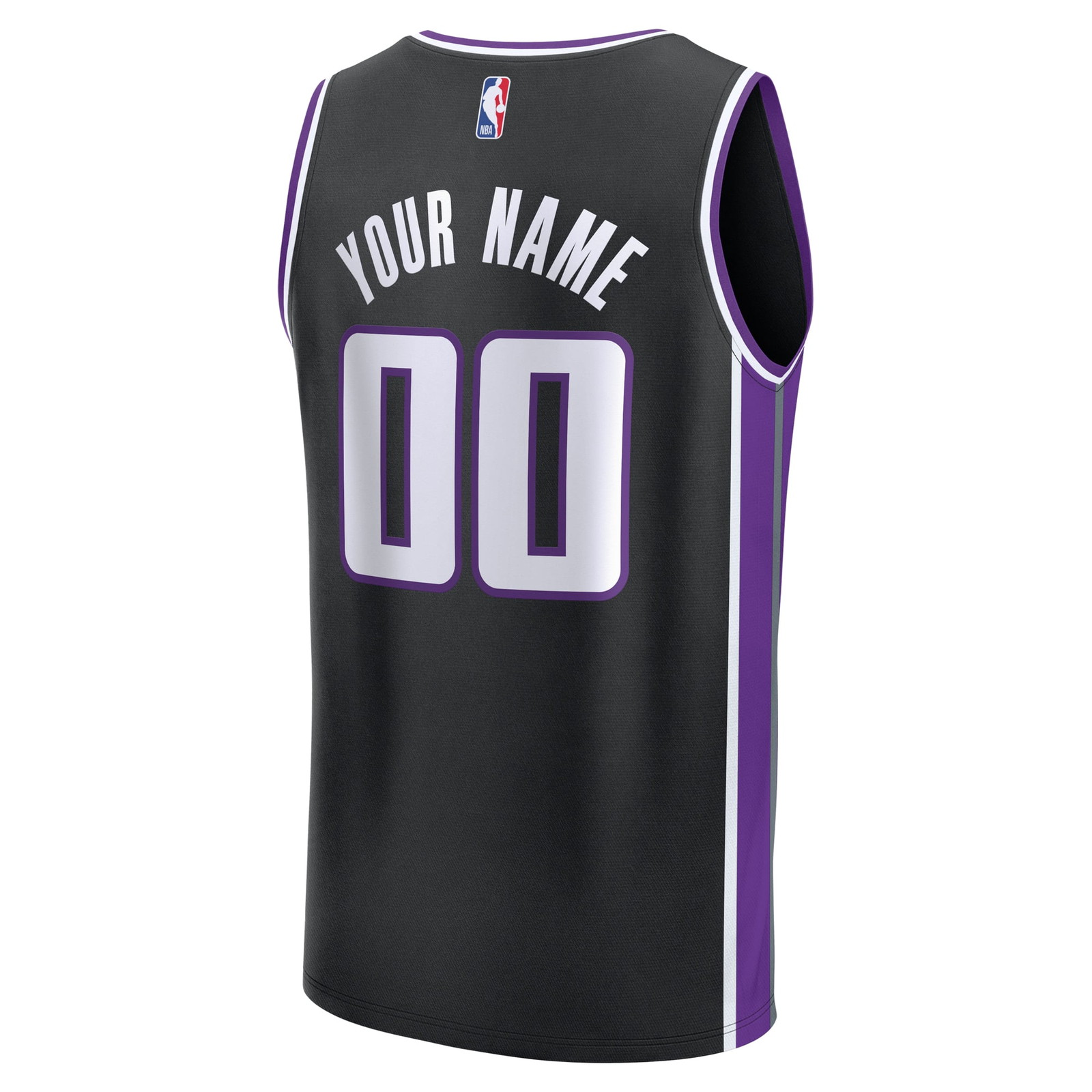 Sacramento Kings Youth Fast Break Custom Fan Version Jersey Black Icon Edition - back view