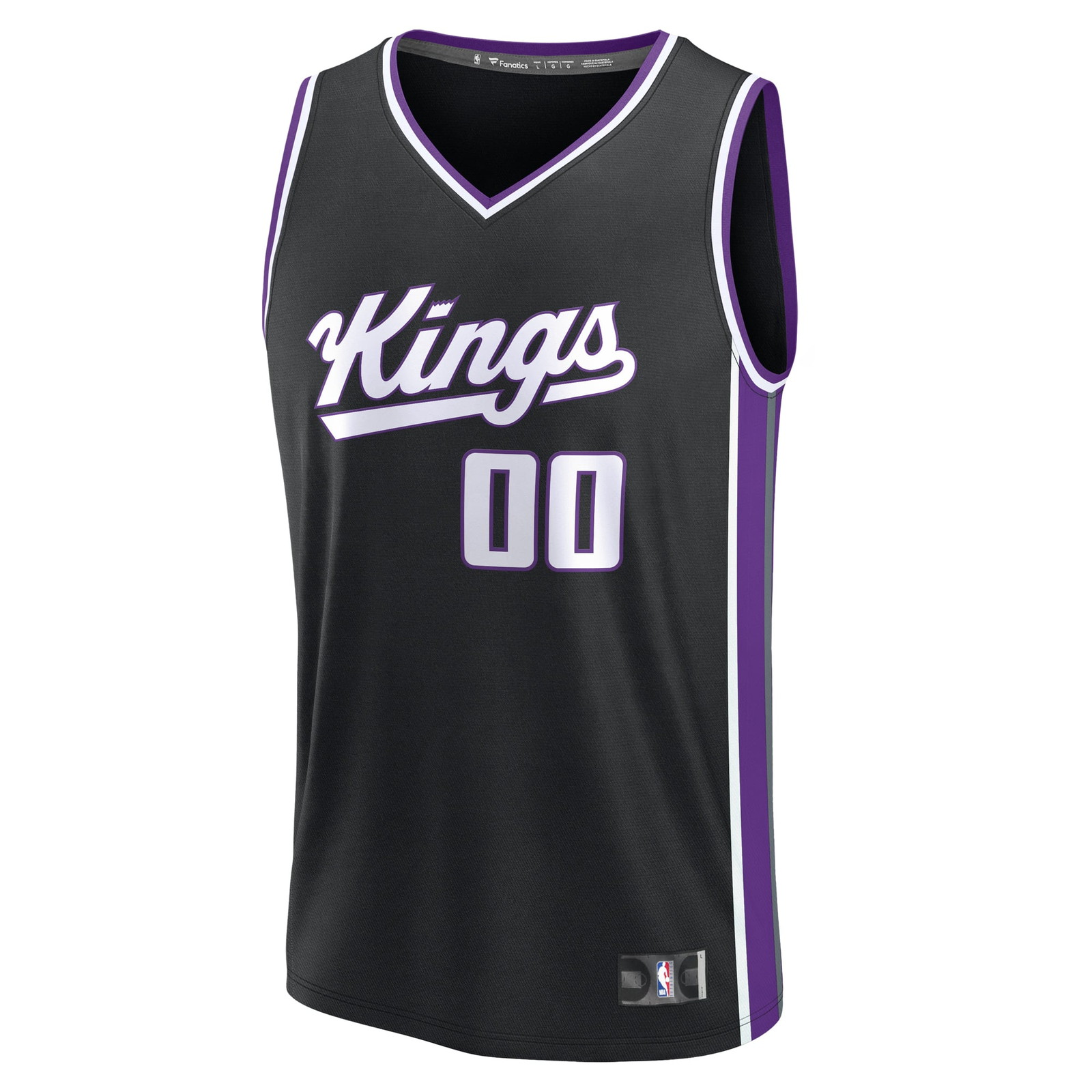 Sacramento Kings Youth Fast Break Custom Fan Version Jersey Black Icon Edition - front view