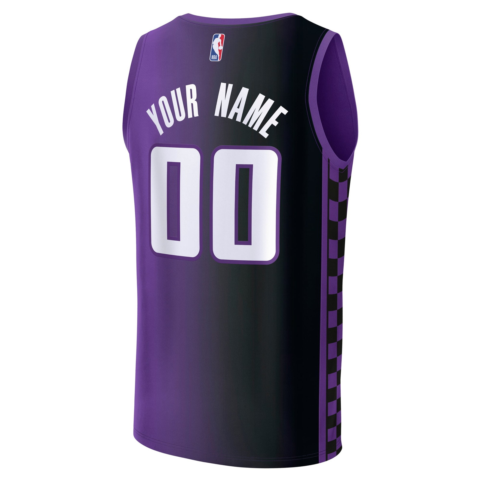 Sacramento Kings Fast Break Custom Jersey Statement Edition Purple - back view