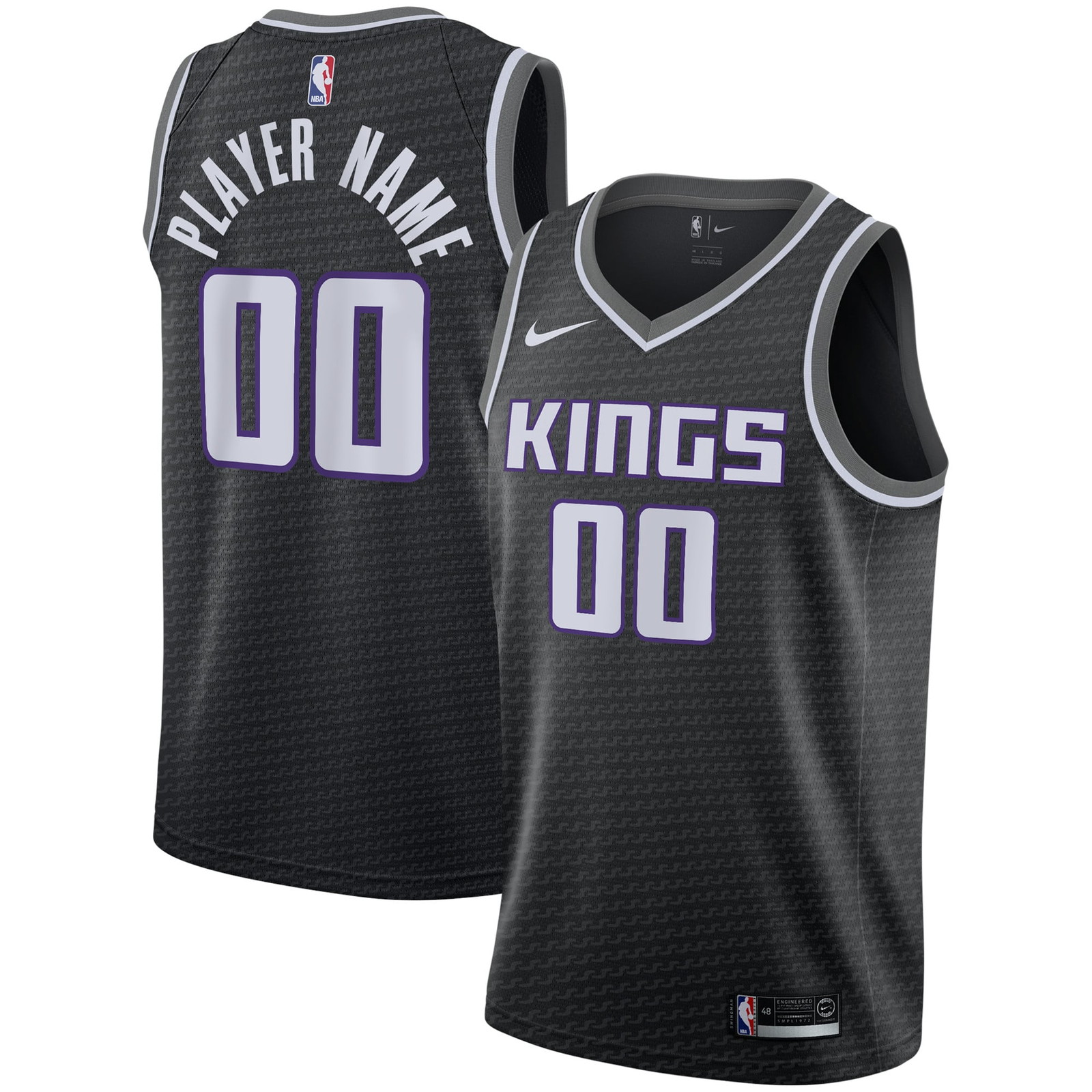 Sacramento Kings Swingman Custom Jersey Black Statement Edition - front and back view