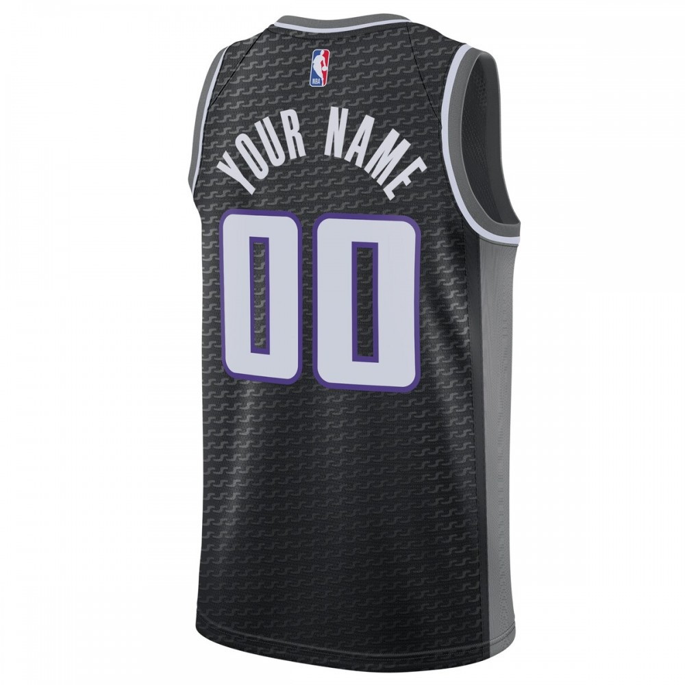Sacramento Kings Unisex 2022/23 Swingman Custom Jersey Statement Edition Black - back view
