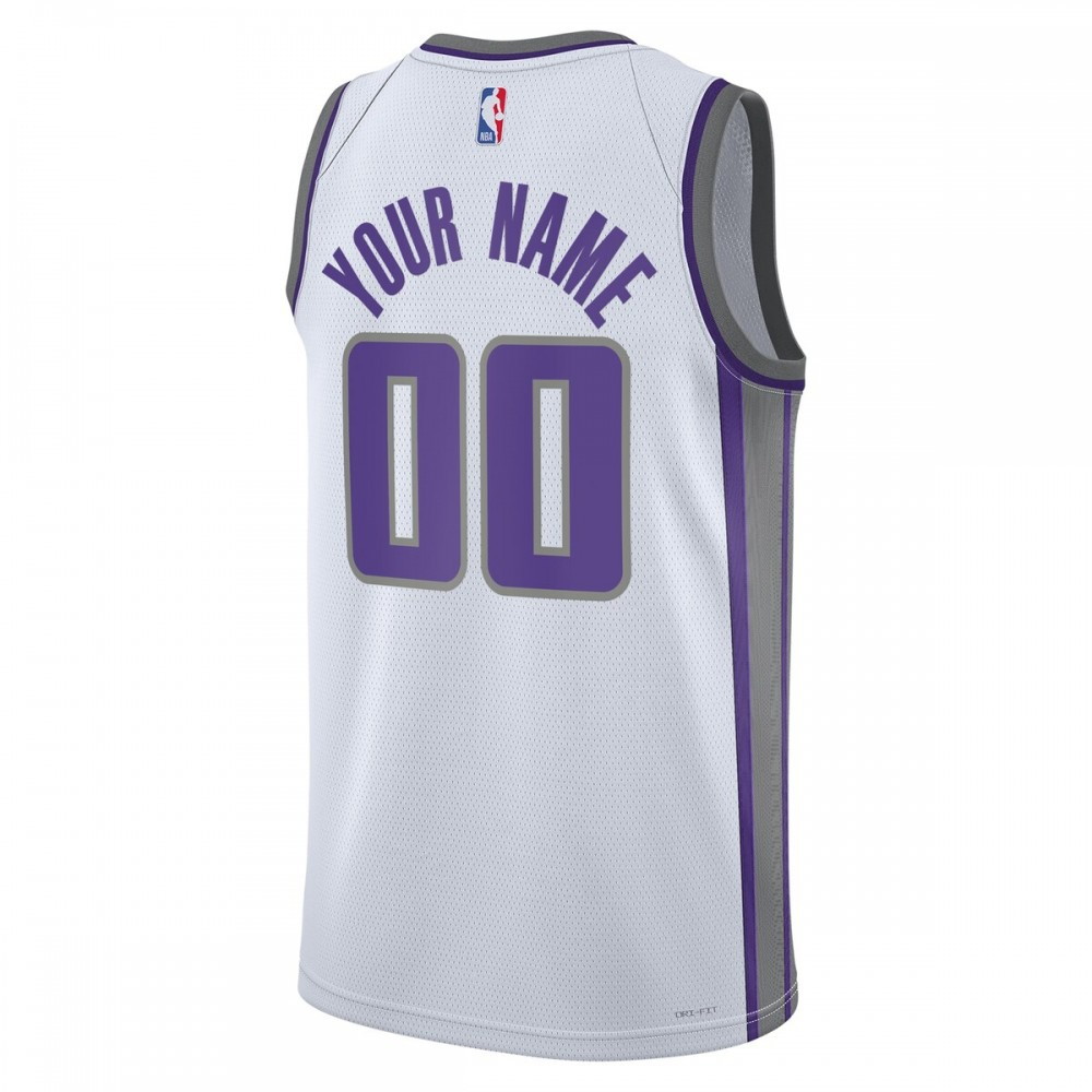 Sacramento Kings Unisex 2022/23 Swingman Custom Jersey White Association Edition - back view