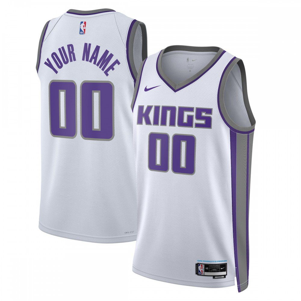 Sacramento Kings Unisex 2022/23 Swingman Custom Jersey White Association Edition - front view