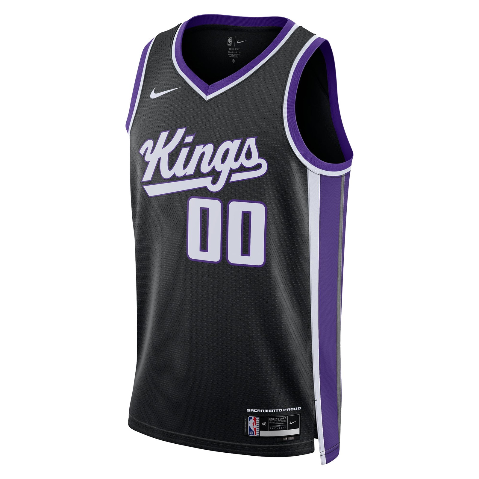 Sacramento Kings Unisex Swingman Custom Jersey Icon Edition Black - front view