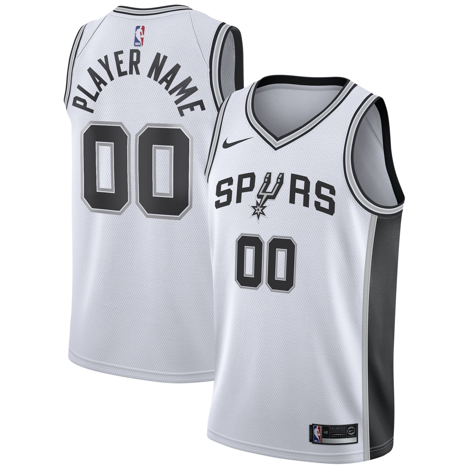San Antonio Spurs 2020/21 Swingman Custom Jersey Association Edition White - front and back view